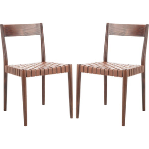Eliza Leather Dining Chair Cognac/Brown (Set of 2)
