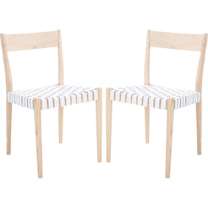 Eliza Leather Dining Chair White/Natural (Set of 2)