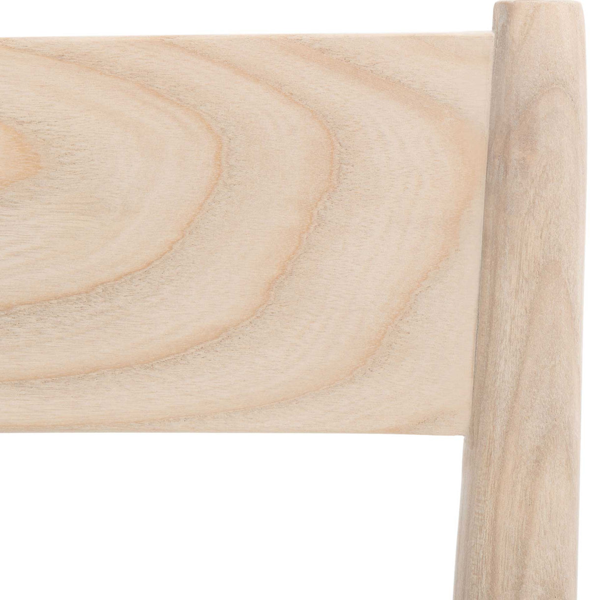 Pale wood grain adds organic character to the dining chair backrest