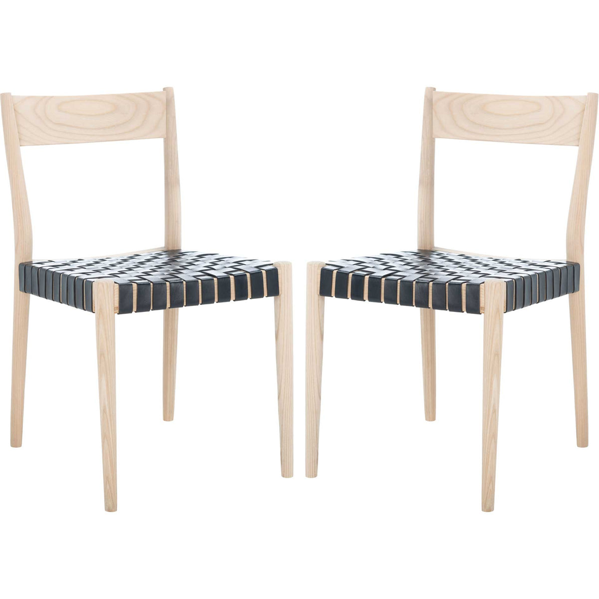 Eliza Leather Dining Chair Black/Natural (Set of 2)