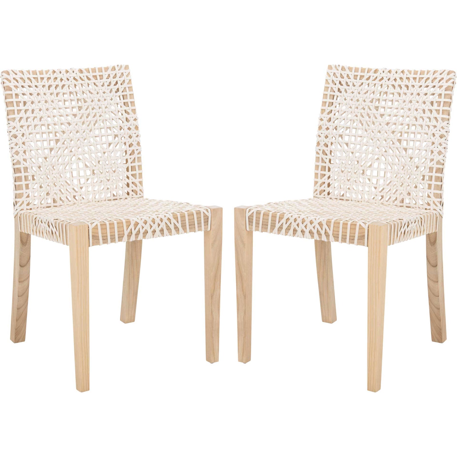 Tycho Leather Dining Chair White/Natural (Set of 2)