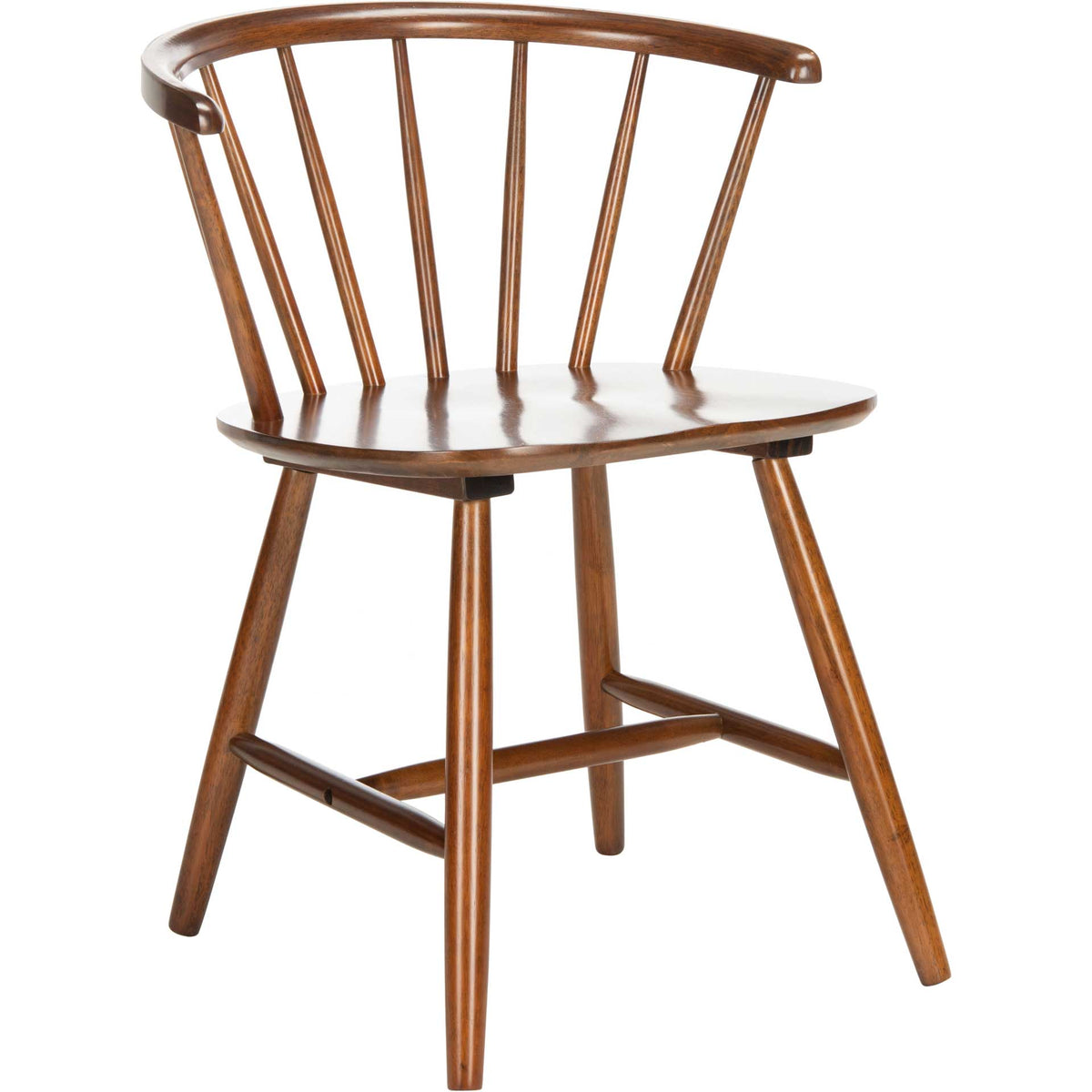 Curved spindles and a walnut-finished wood seat give this dining chair a warm, airy look || DCH1402A-SET2 || front_angle_studio