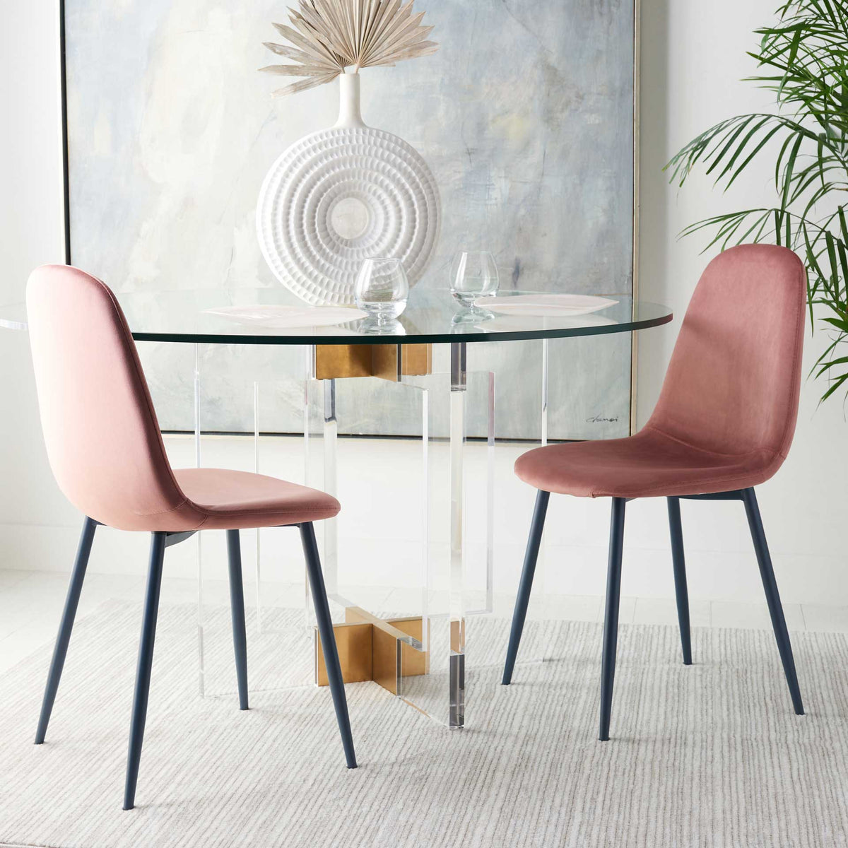 Blaize Dining Chair Pink/Dark Gray (Set of 2)