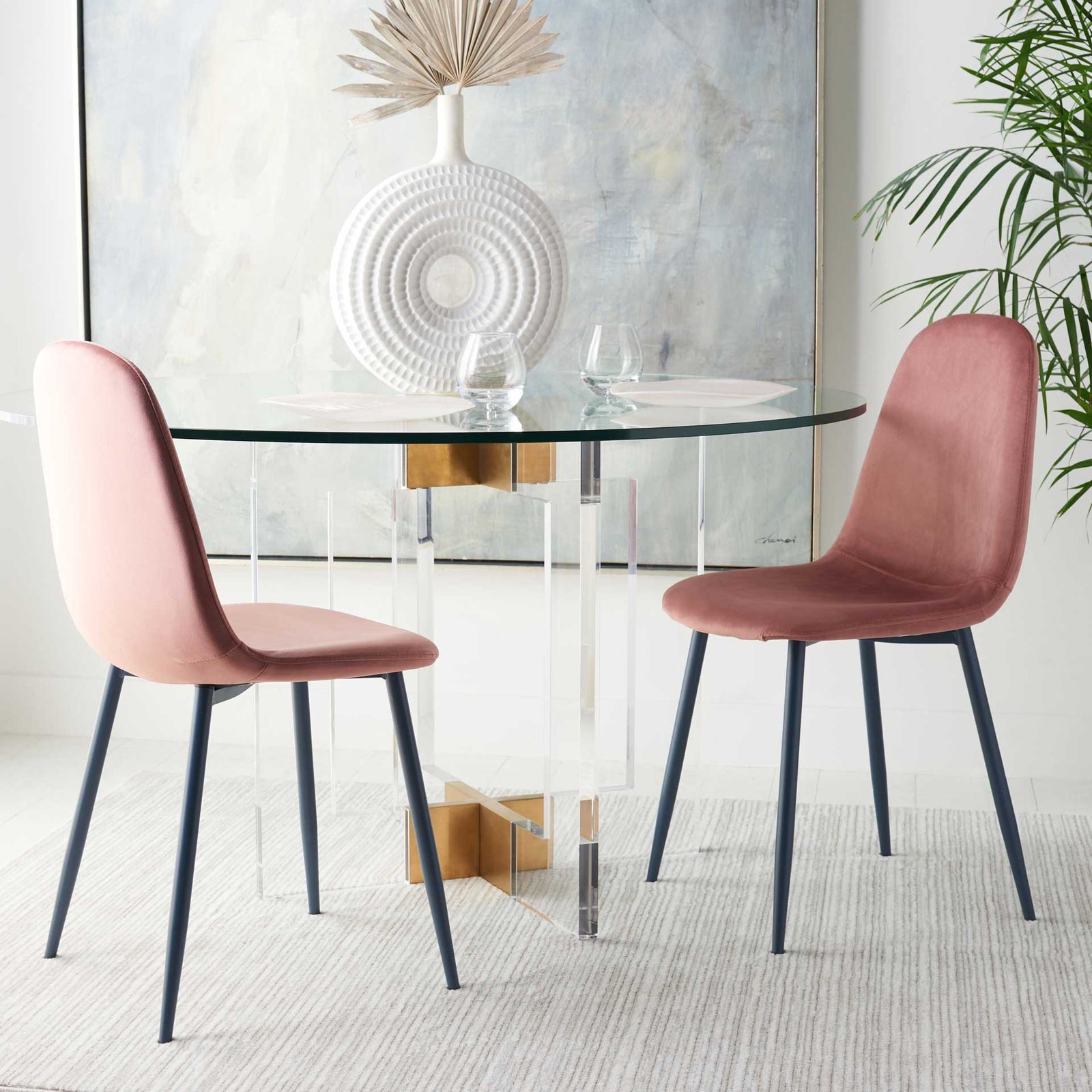 Blaize Dining Chair Pink/Dark Gray (Set of 2)