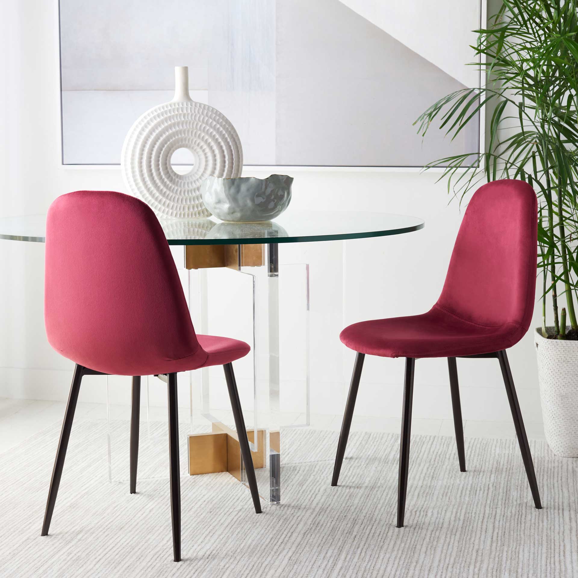 Blaize Dining Chair Magenta/Brown (Set of 2)