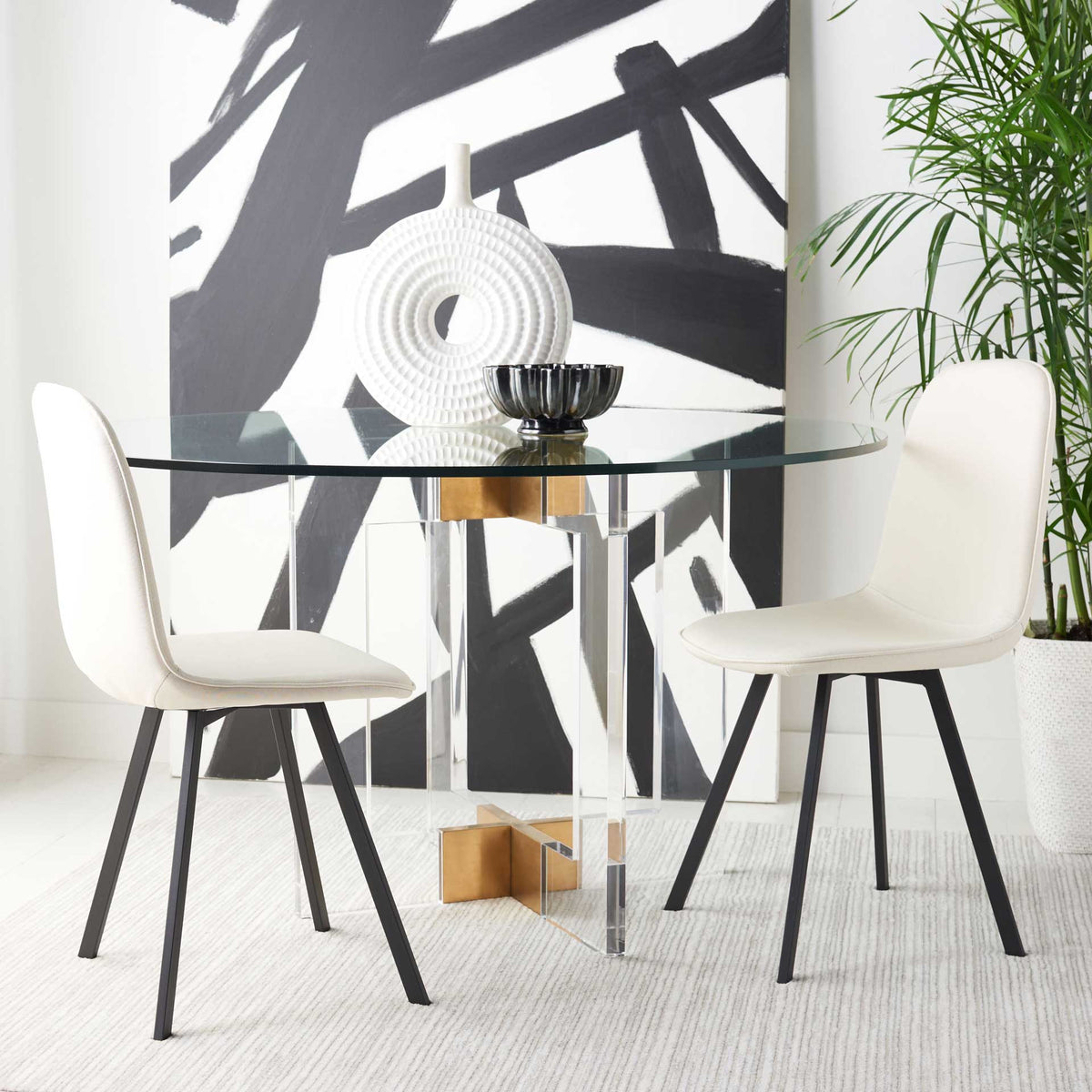 Eli Dining Chair Beige/Black (Set of 2)