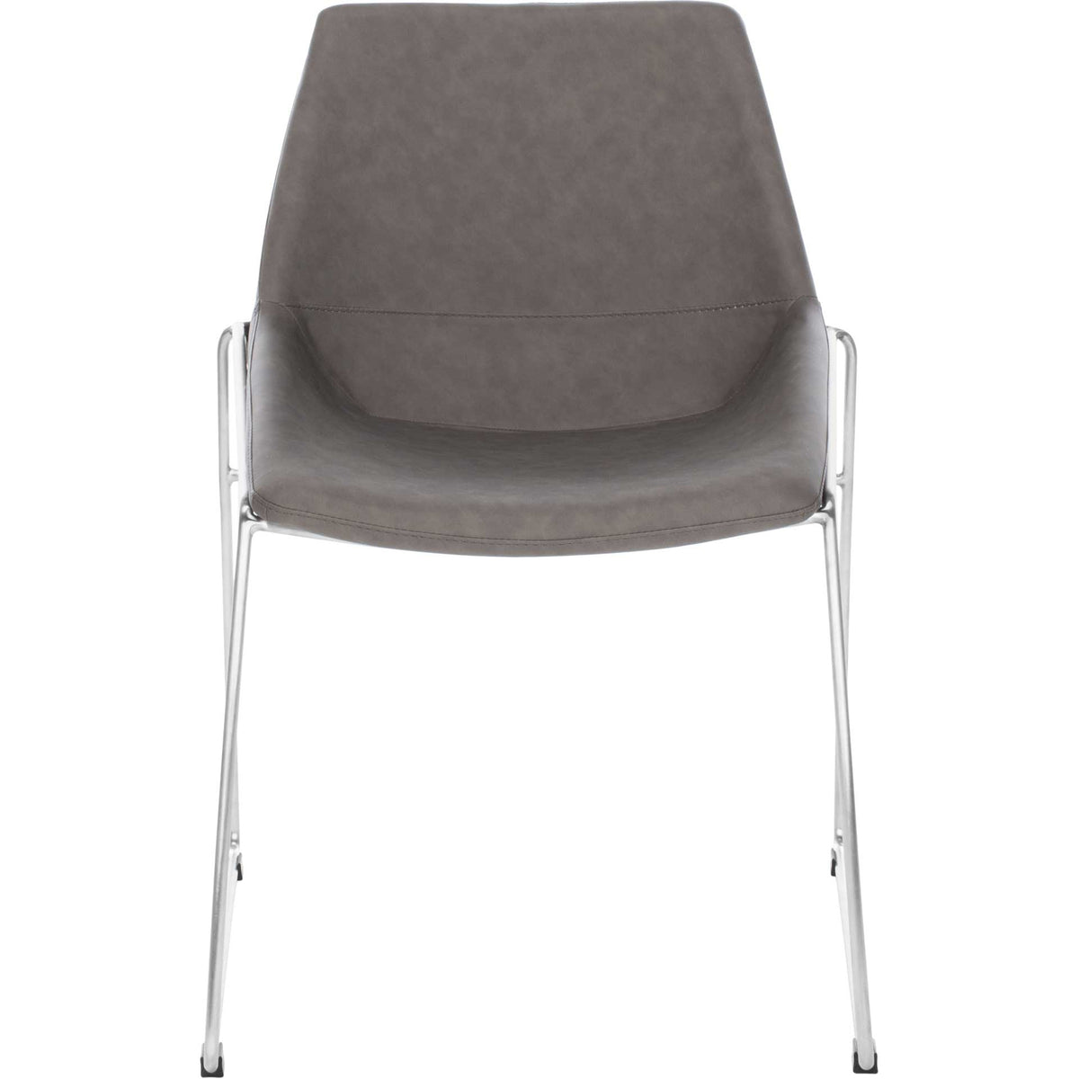 A softly scooped ash gray seat meets a high, tapered back on slim silver metal legs || DCH3000B-SET2 || front_studio
