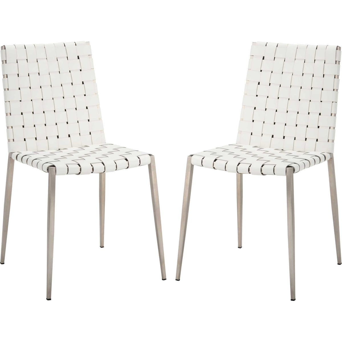 Ralen Woven Dining Chair White/Silver (Set of 2)