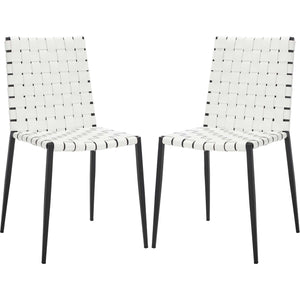 Ralen Woven Dining Chair White/Black (Set of 2)