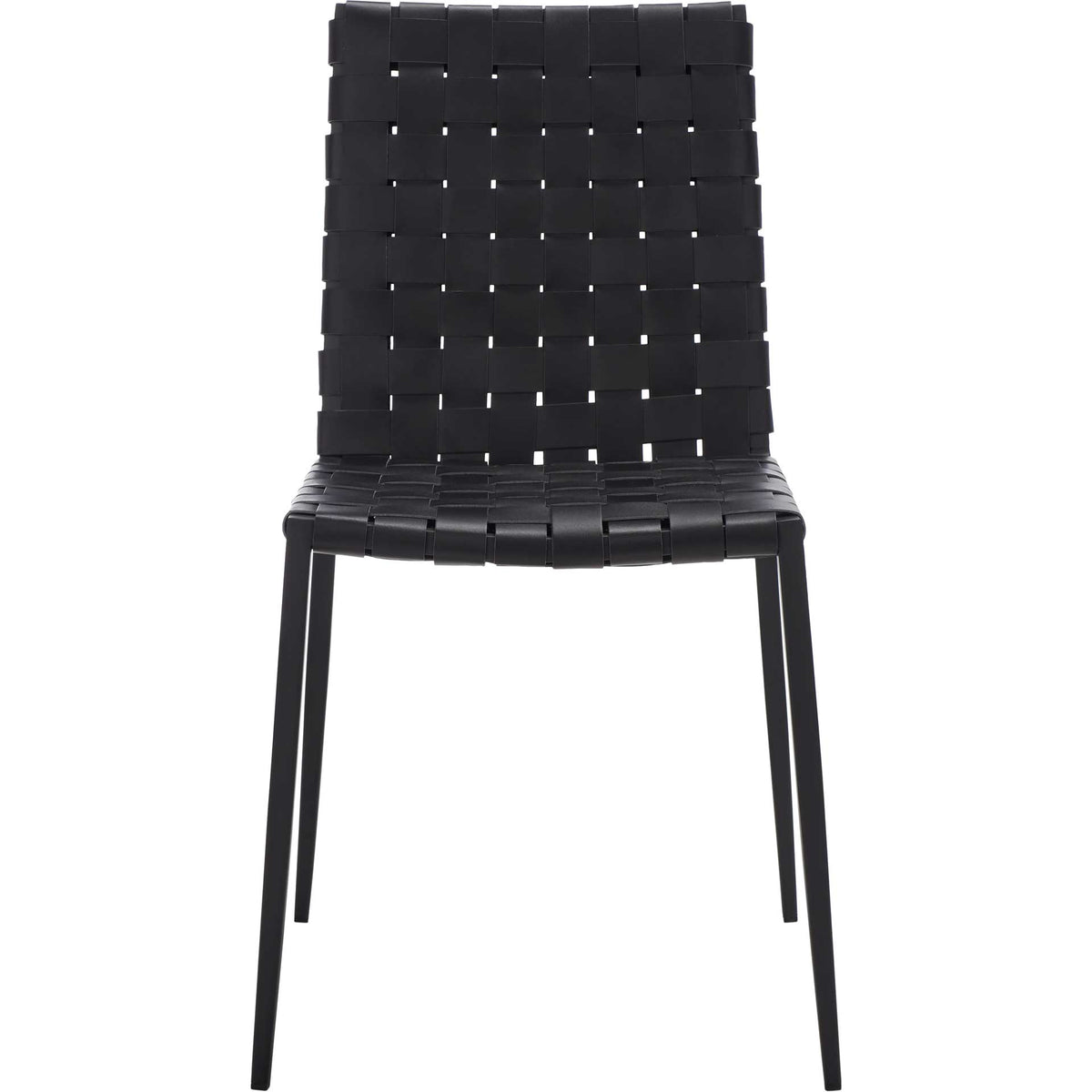 A crisp grid of black woven straps gives this armless dining chair a tailored, modern profile. || DCH3006F-SET2 || front_studio