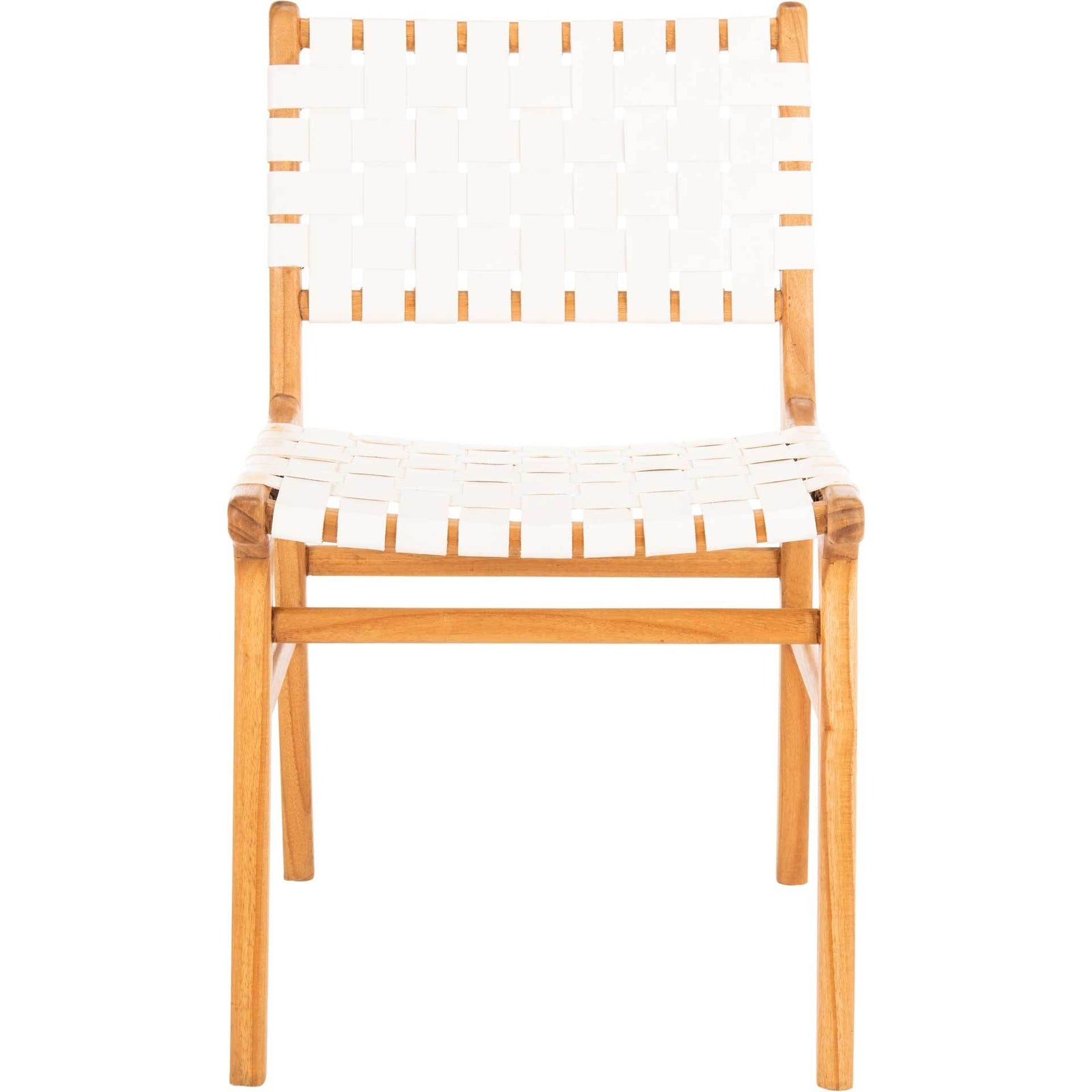 Tara Leather Dining Chair White/Natural (Set of 2)