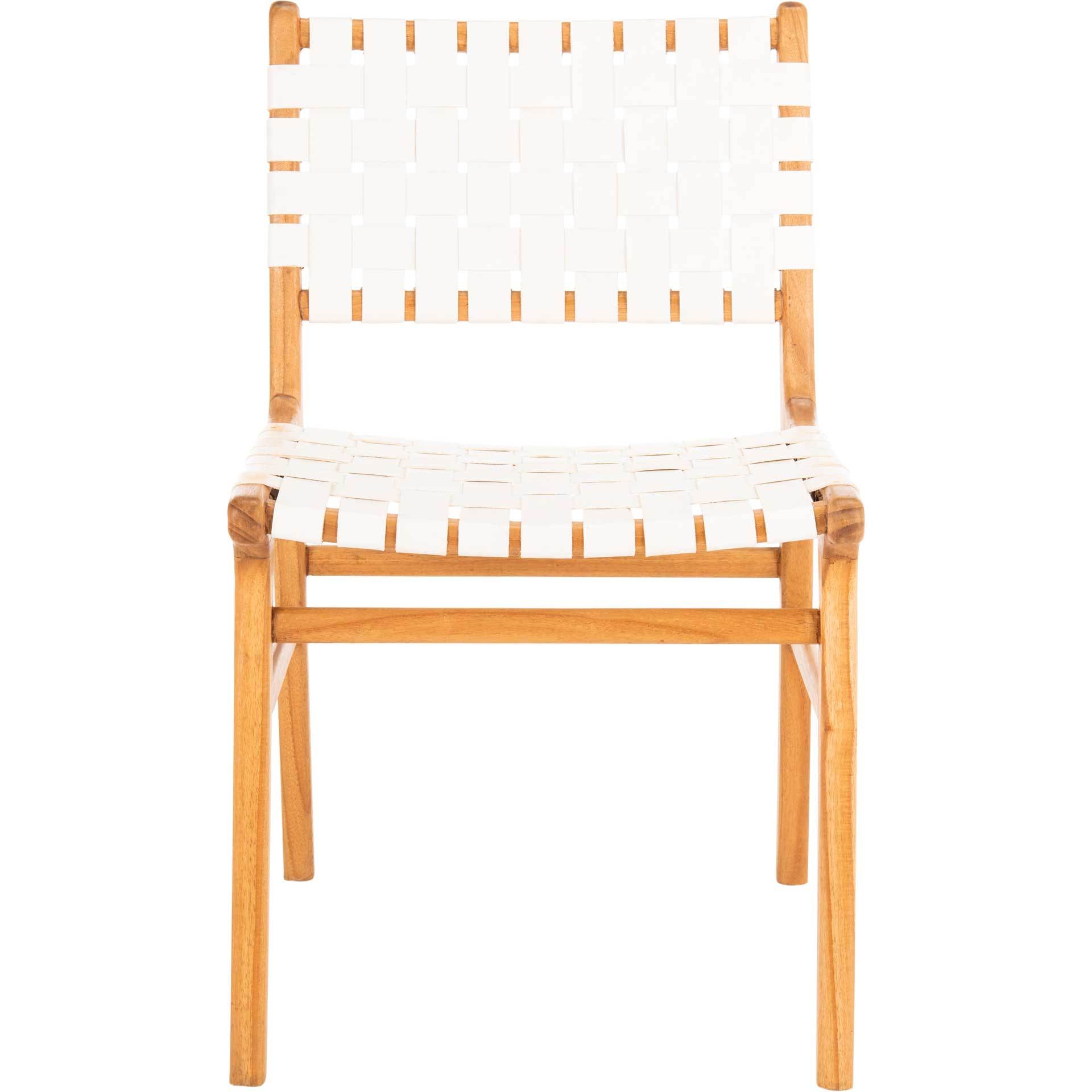 Tara Leather Dining Chair White/Natural (Set of 2)