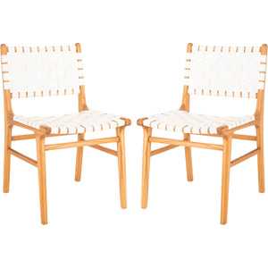 Tara Leather Dining Chair White/Natural (Set of 2)