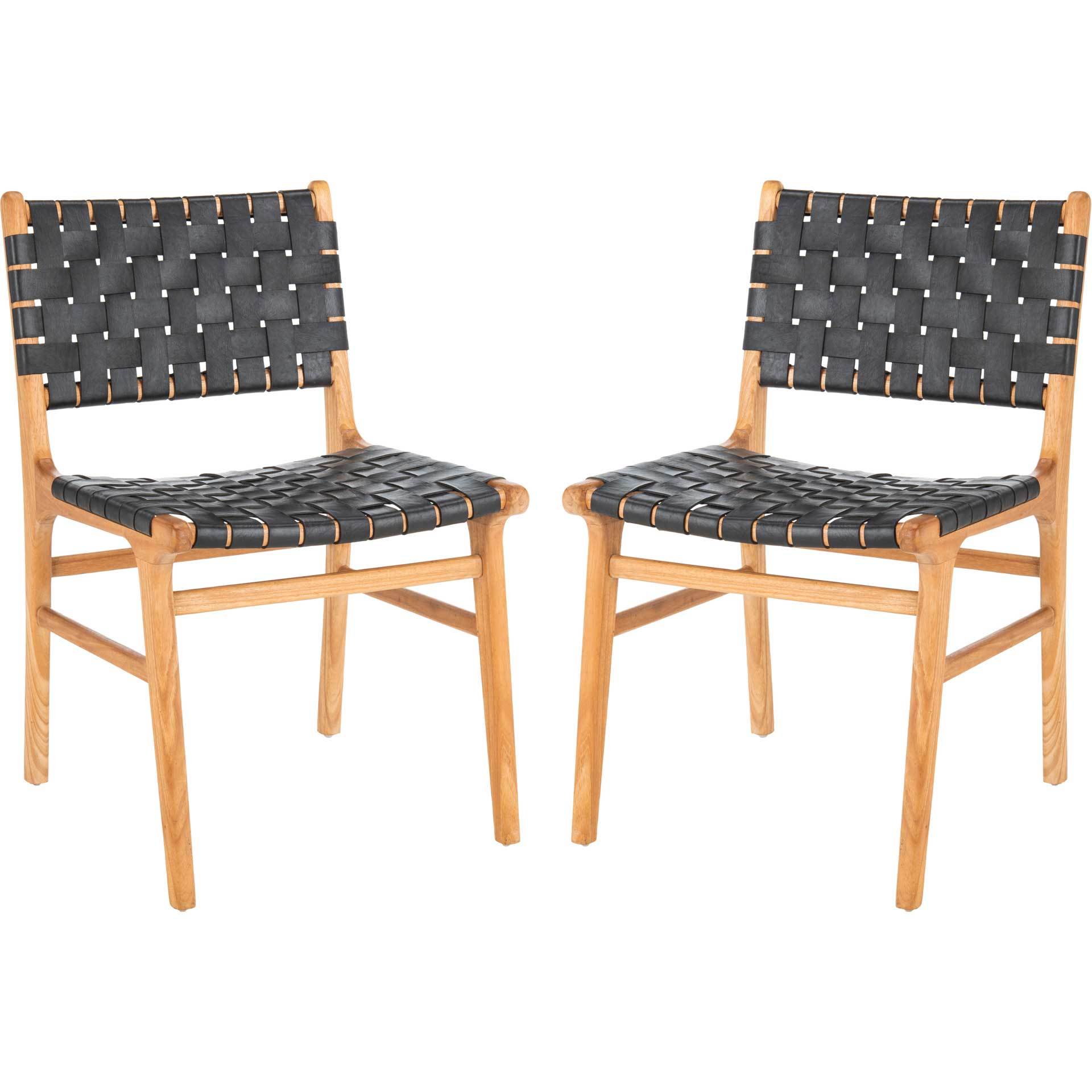 Tara Leather Dining Chair Black/Natural (Set of 2)