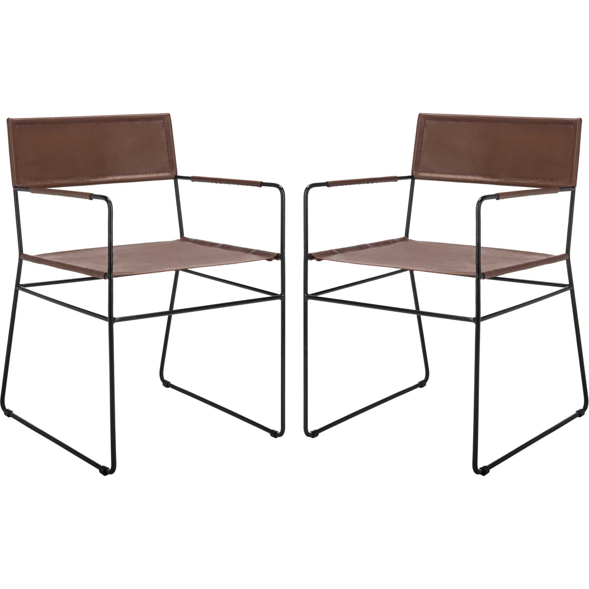Alfio Leather Dining Chair Cognac/Black (Set of 2)