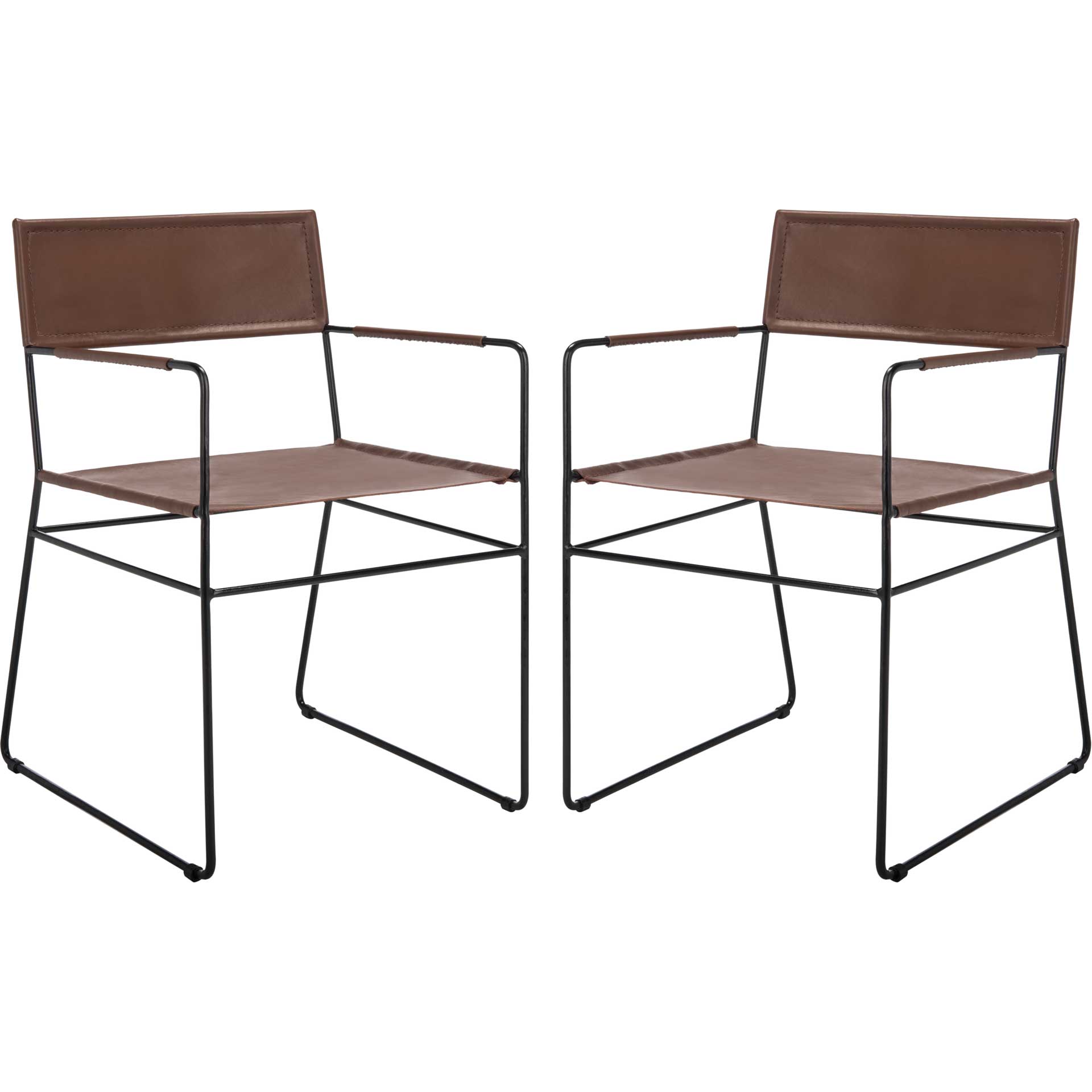 Alfio Leather Dining Chair Cognac/Black (Set of 2)