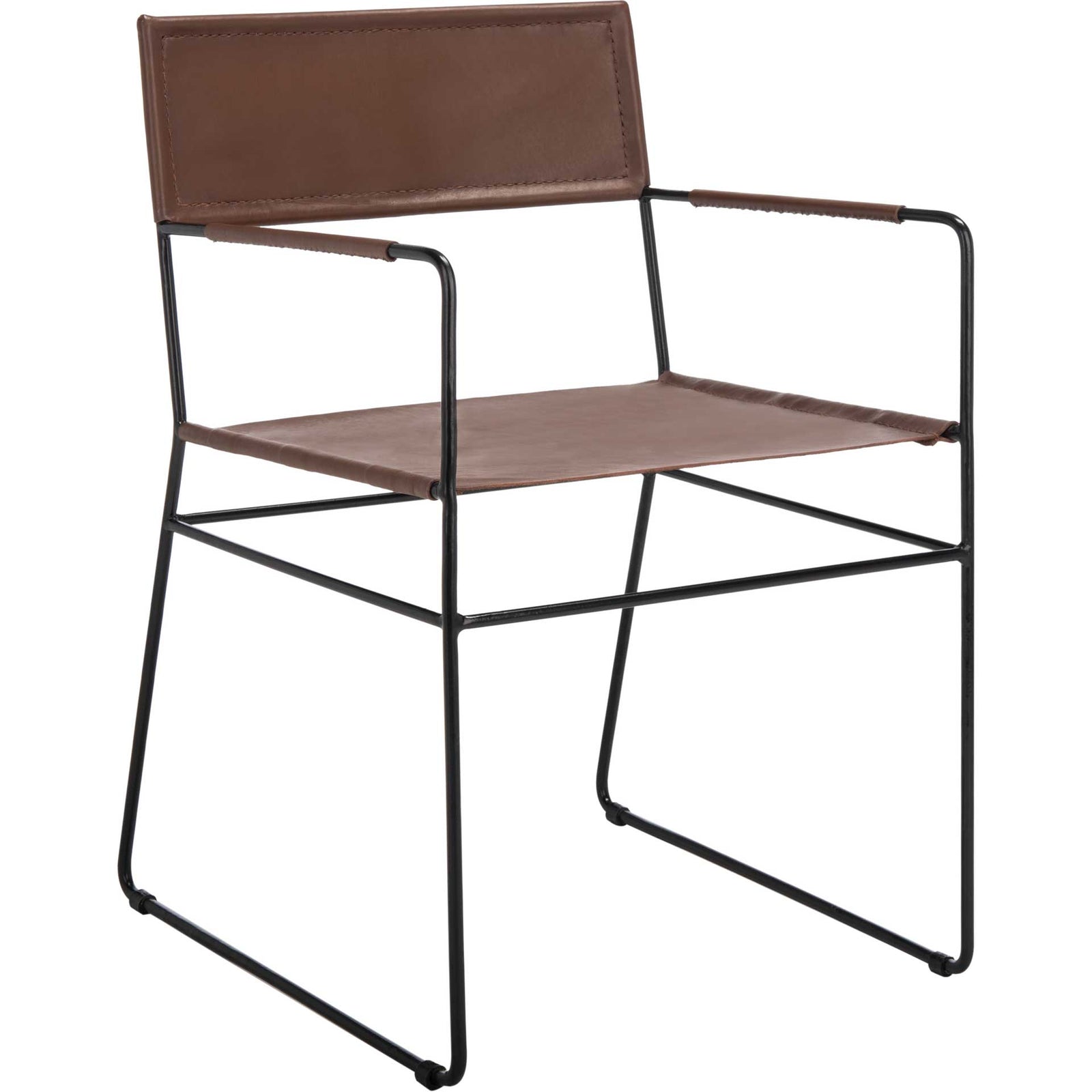 Alfio Leather Dining Chair Cognac/Black (Set of 2)