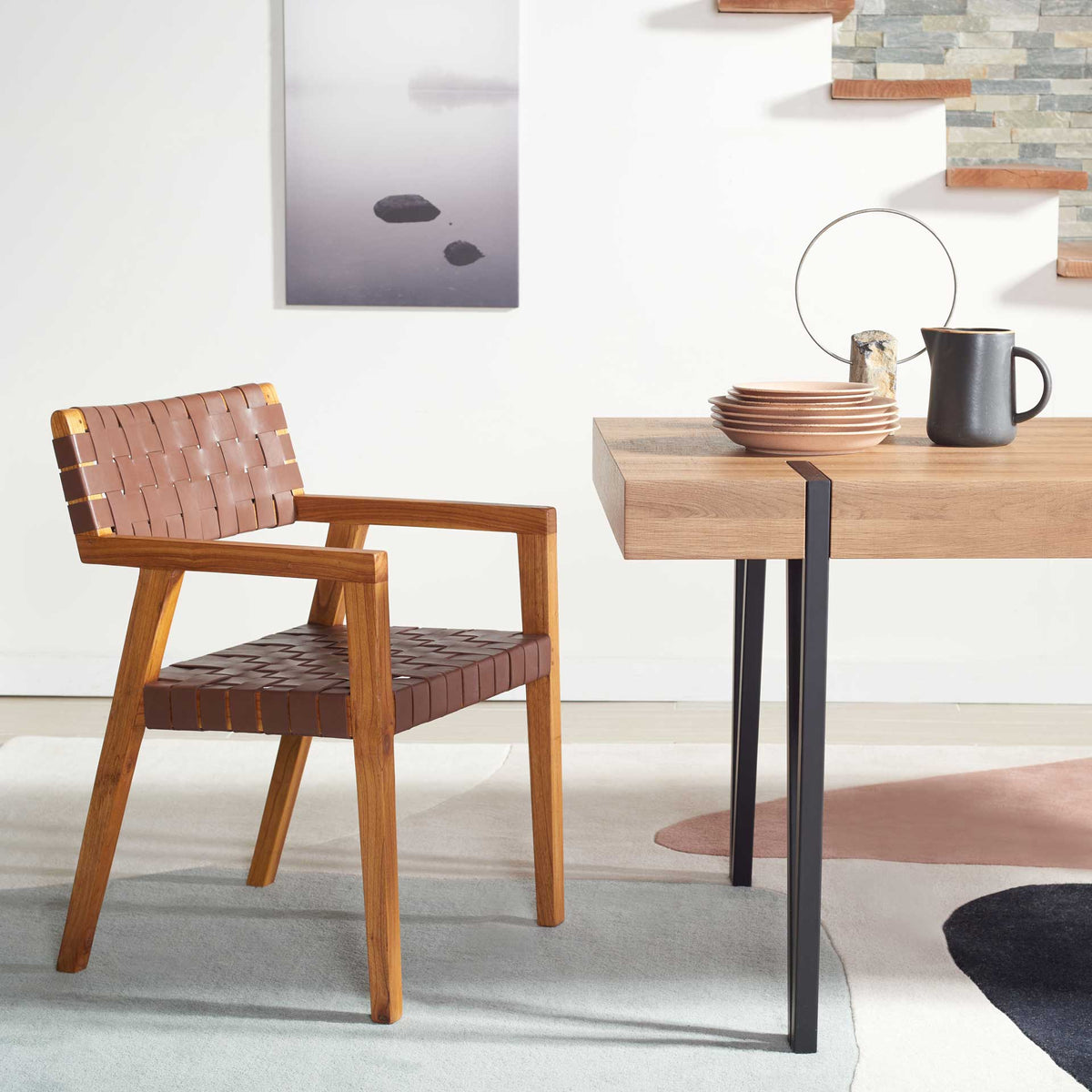 Cila Leather Dining Chair Cognac/Natural