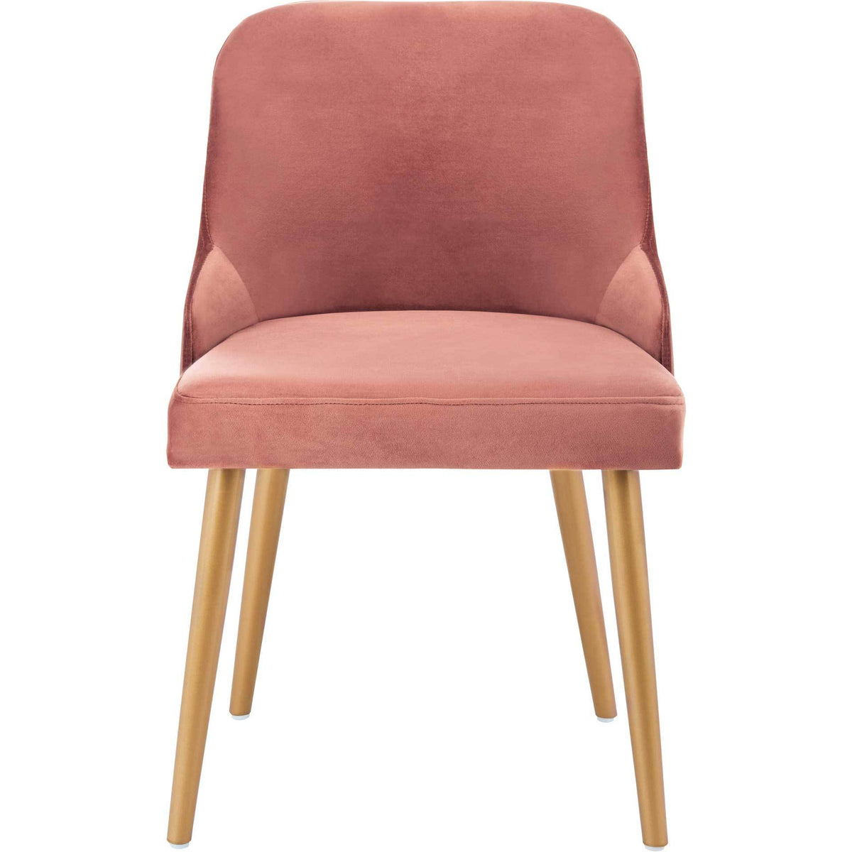 A plush dusty rose velvet seat meets a gently winged back and tapered gold-tone legs. || DCH6200D-SET2 || front_studio