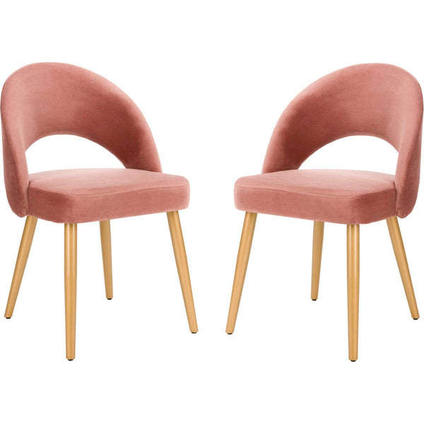 Gia Retro Dining Chair Dusty Rose/Gold (Set of 2)