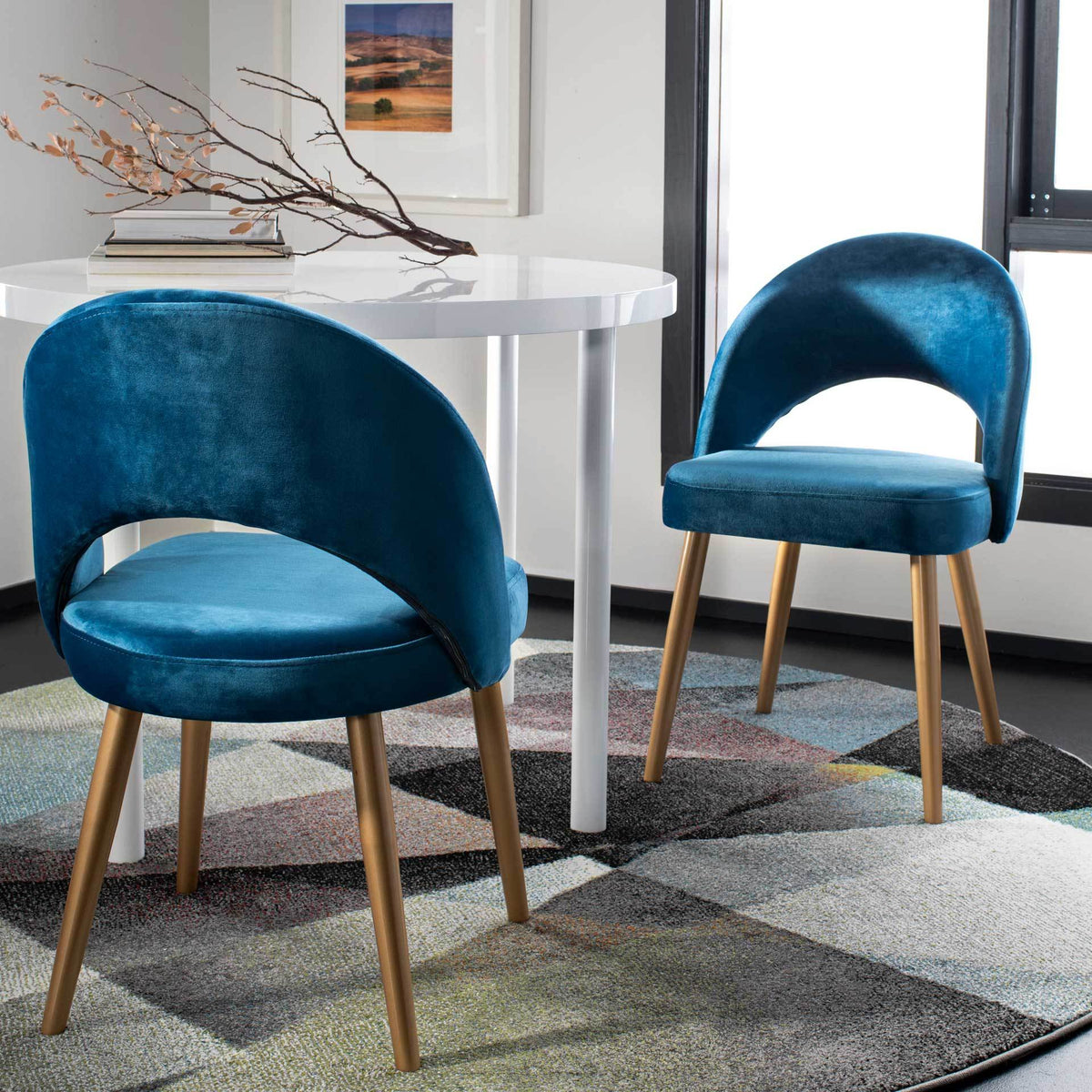 Gia Retro Dining Chair Navy/Gold (Set of 2)