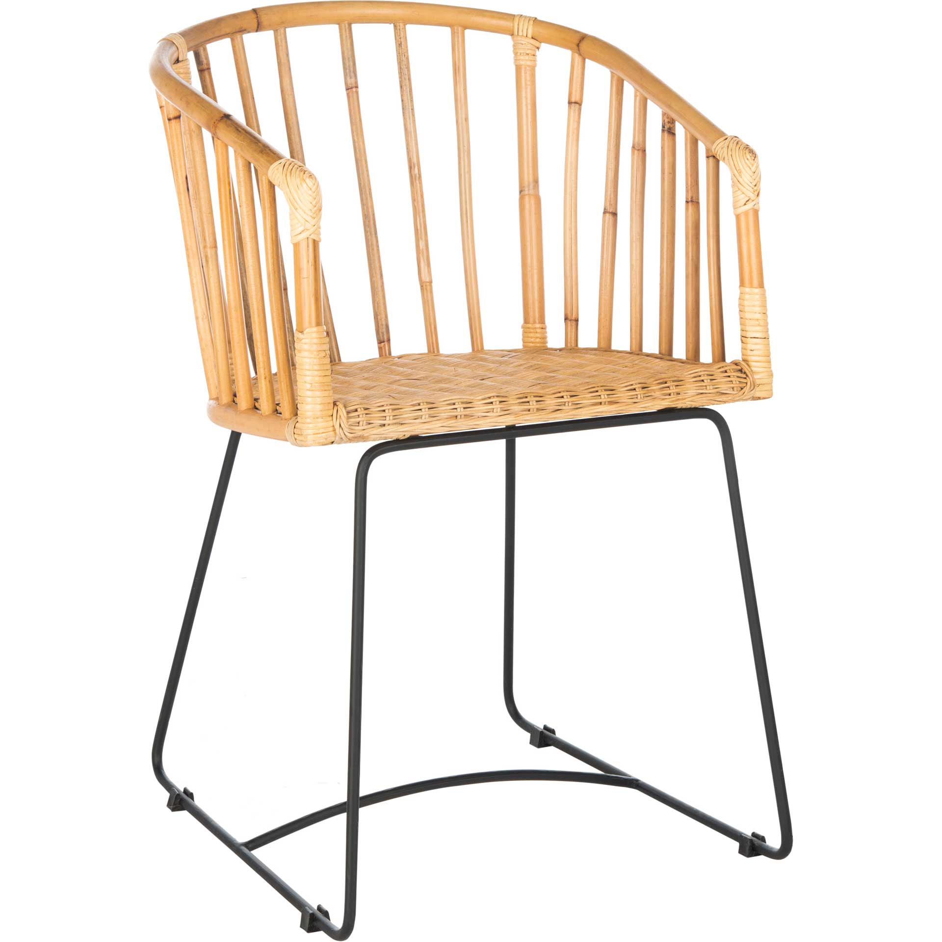 Silver Rattan Barrel Dining Chair Natural/Black