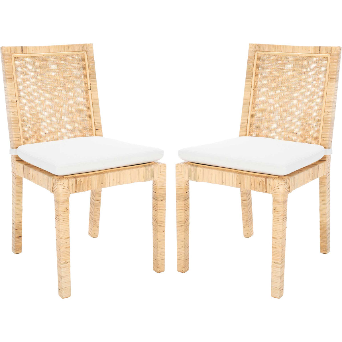 Torence Cane Dining Chair Natural/White (Set of 2)