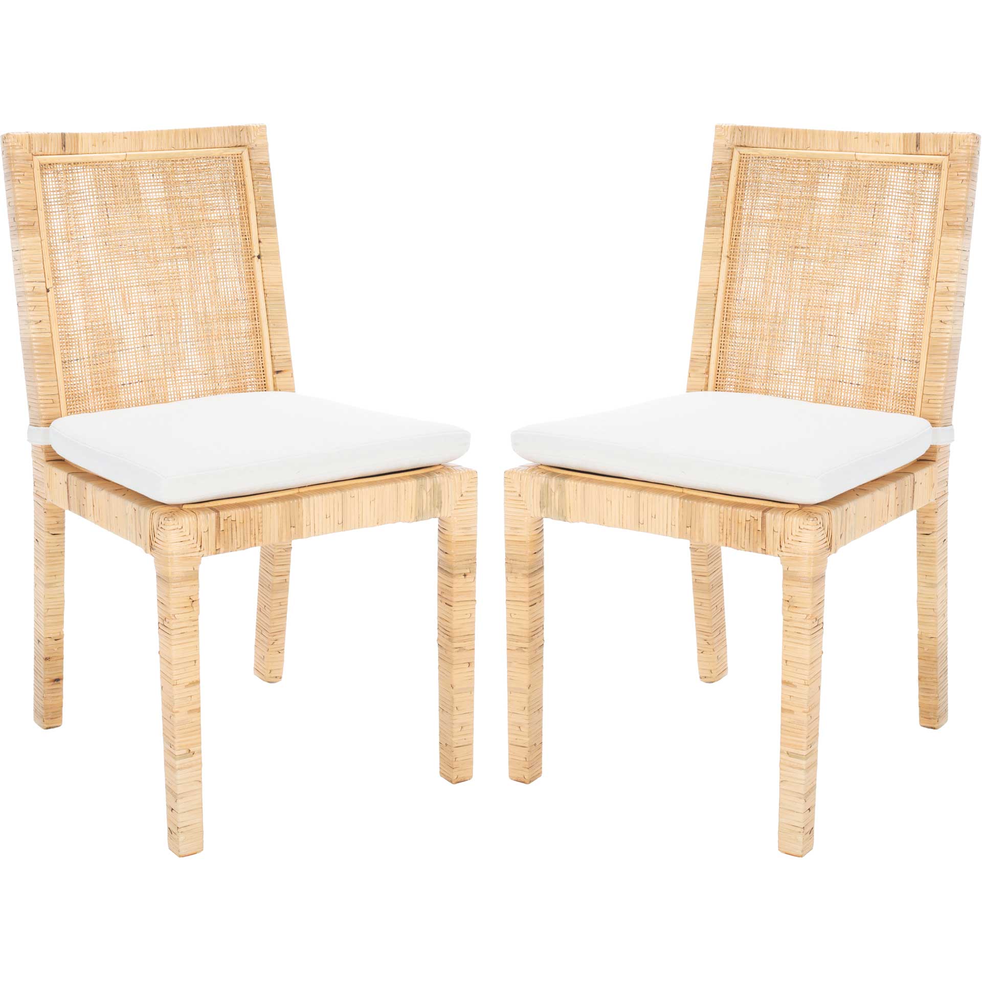 Torence Cane Dining Chair Natural/White (Set of 2)