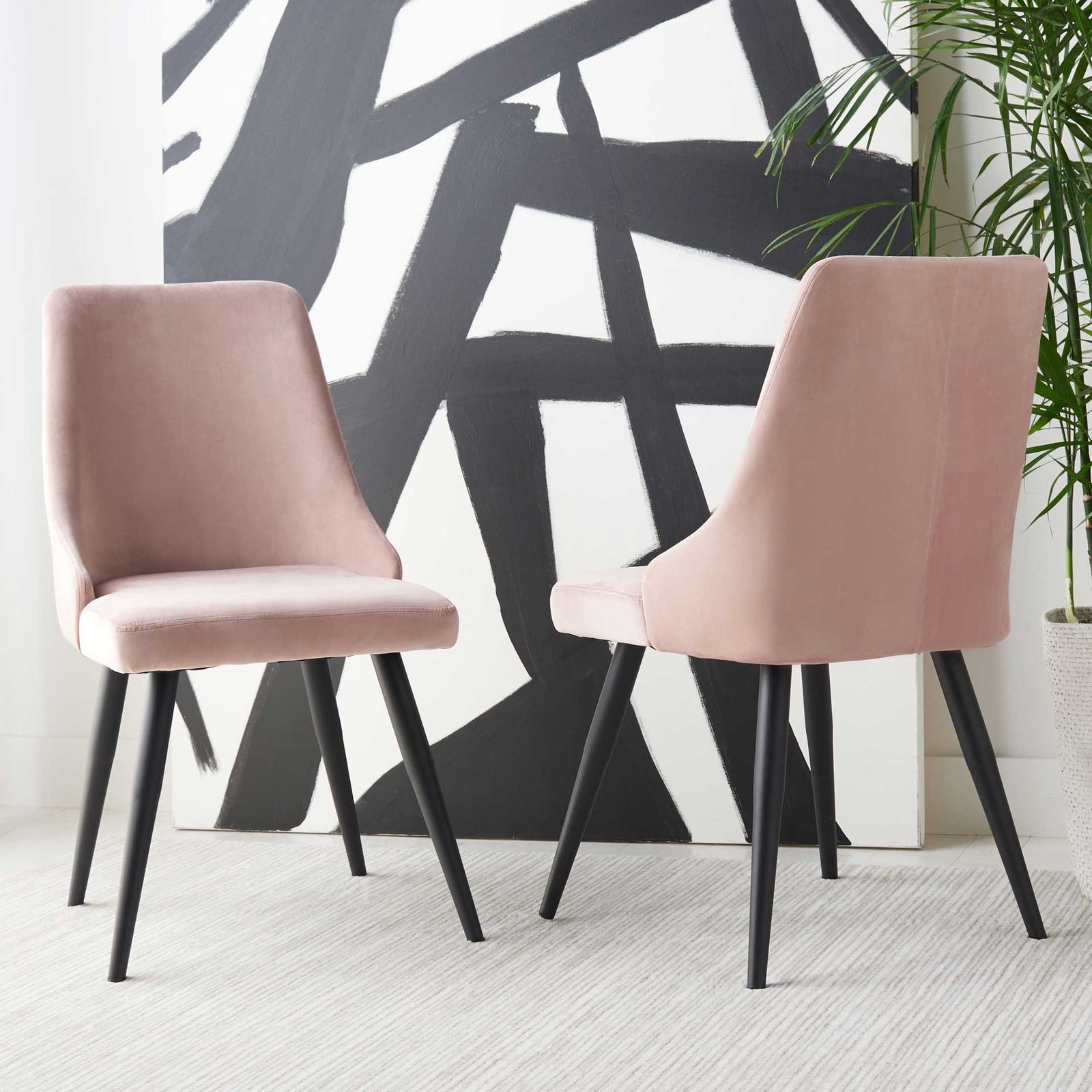 Zola Upholstered Dining Chair Dusty Blush/Black (Set of 2)