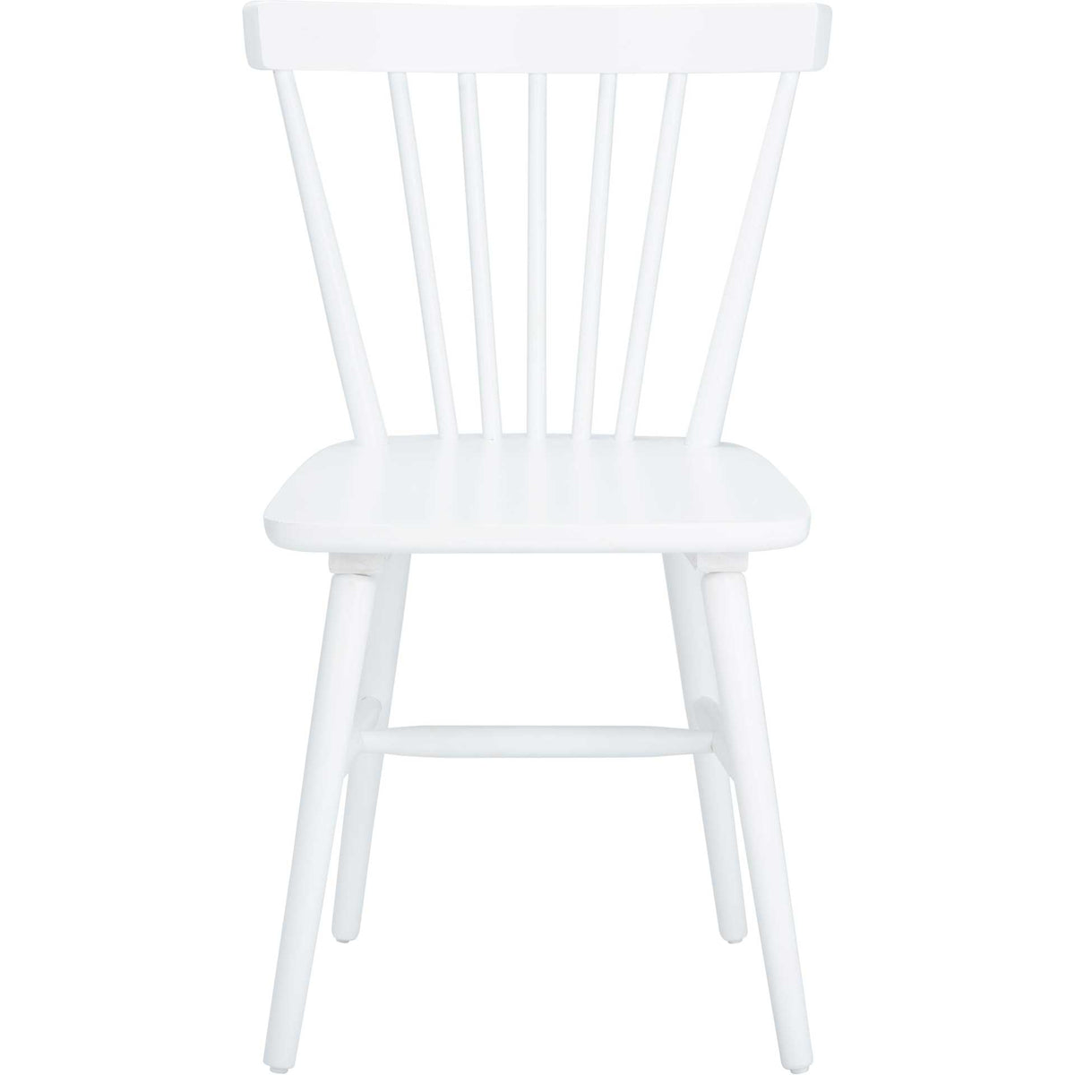 White dining chair features an open spindle back framed by a softly curved top rail || DCH8500B-SET2 || front_studio
