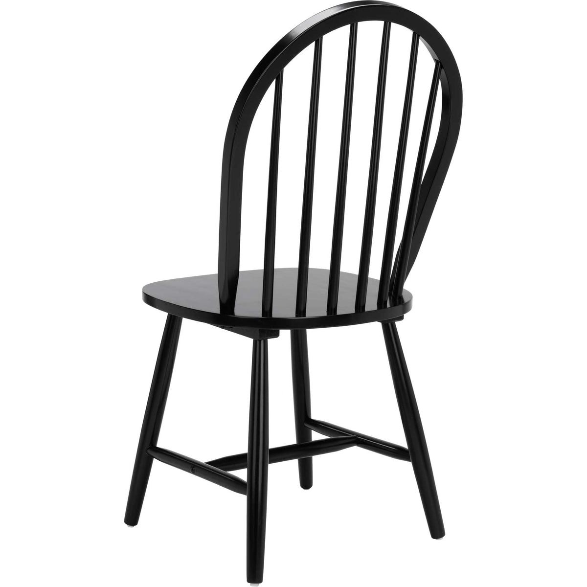 A graceful black spindle back, smooth seat, and angled legs evoke classic dining style