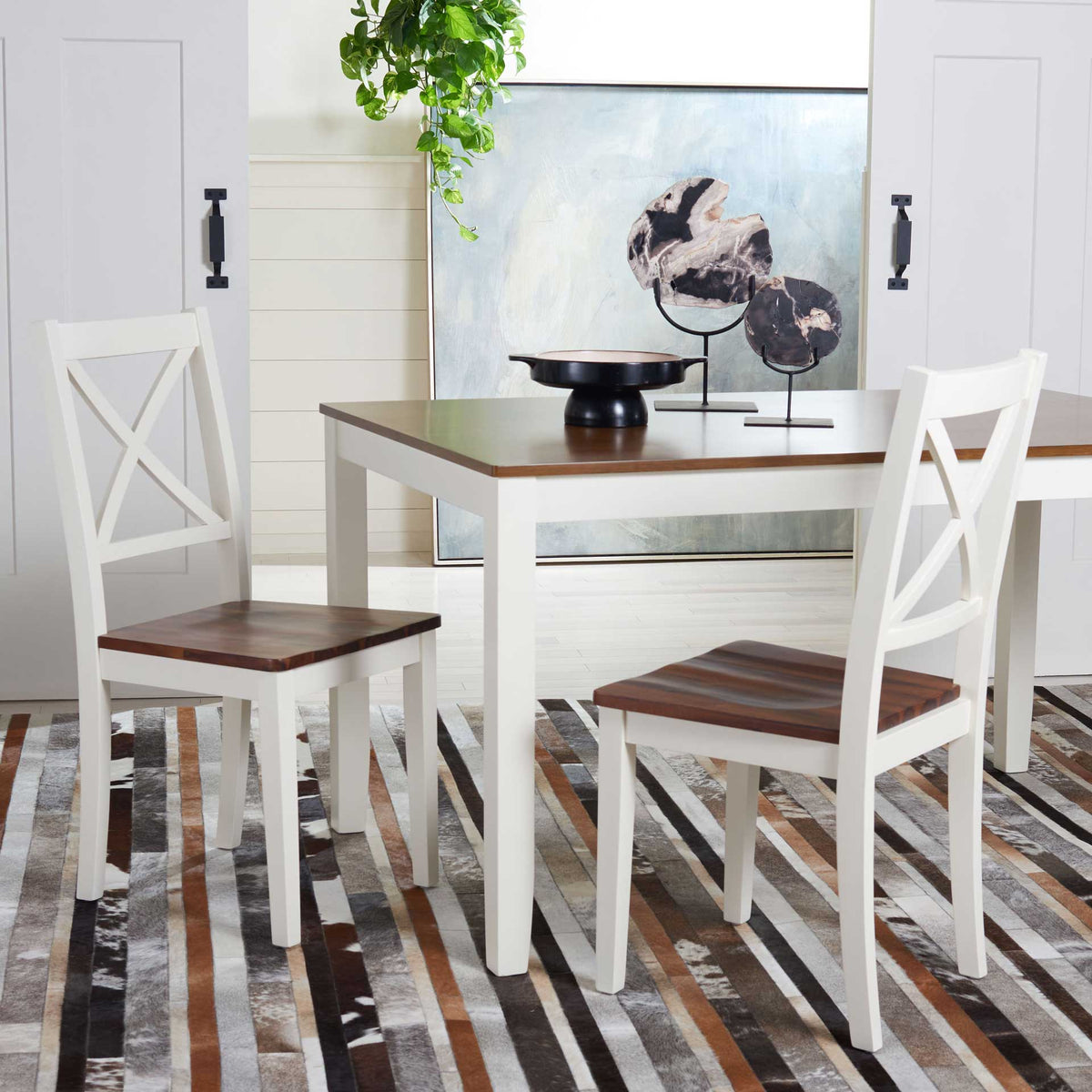 Sicily X Back Dining Chair White/Natural (Set of 2)