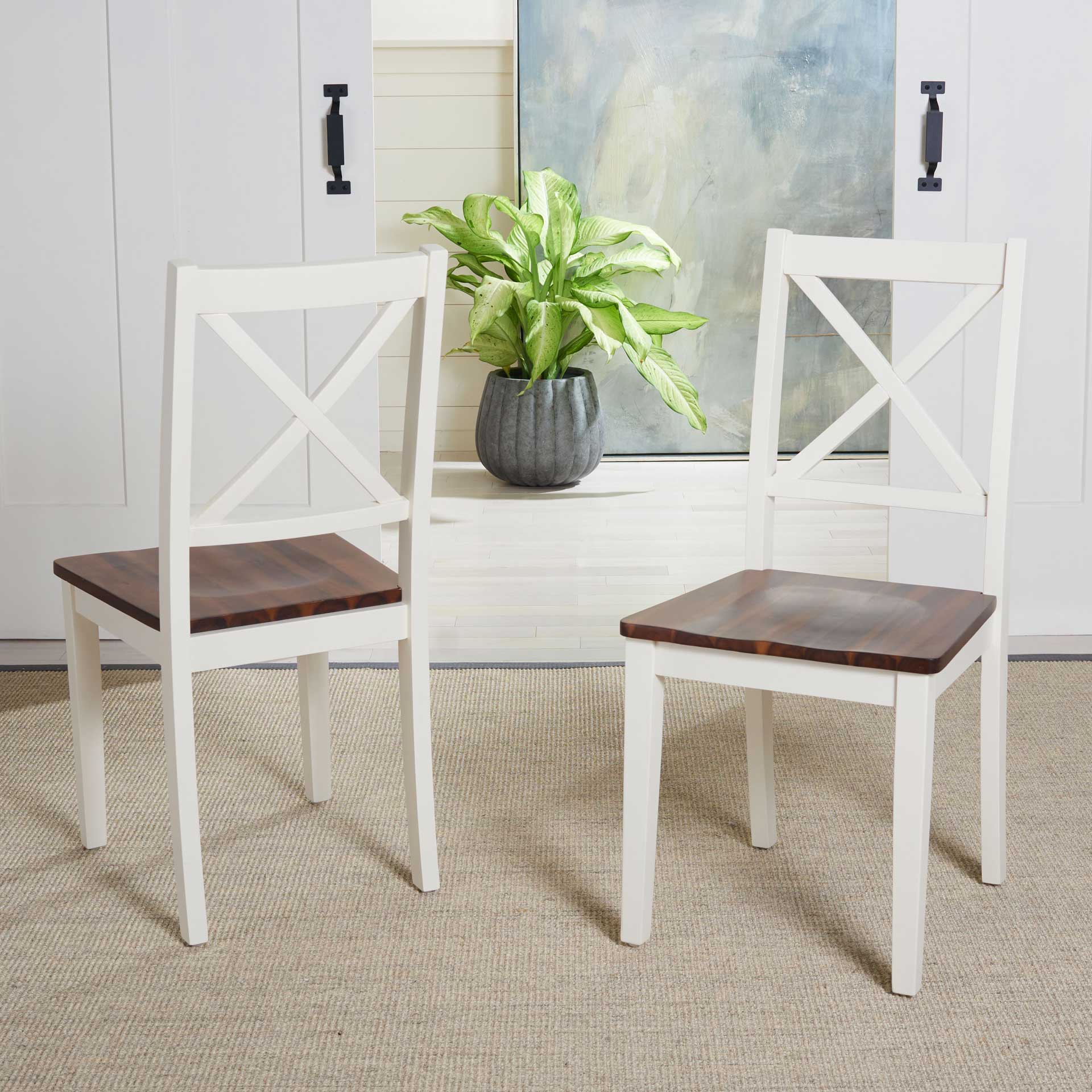 Sicily X Back Dining Chair White/Natural (Set of 2)