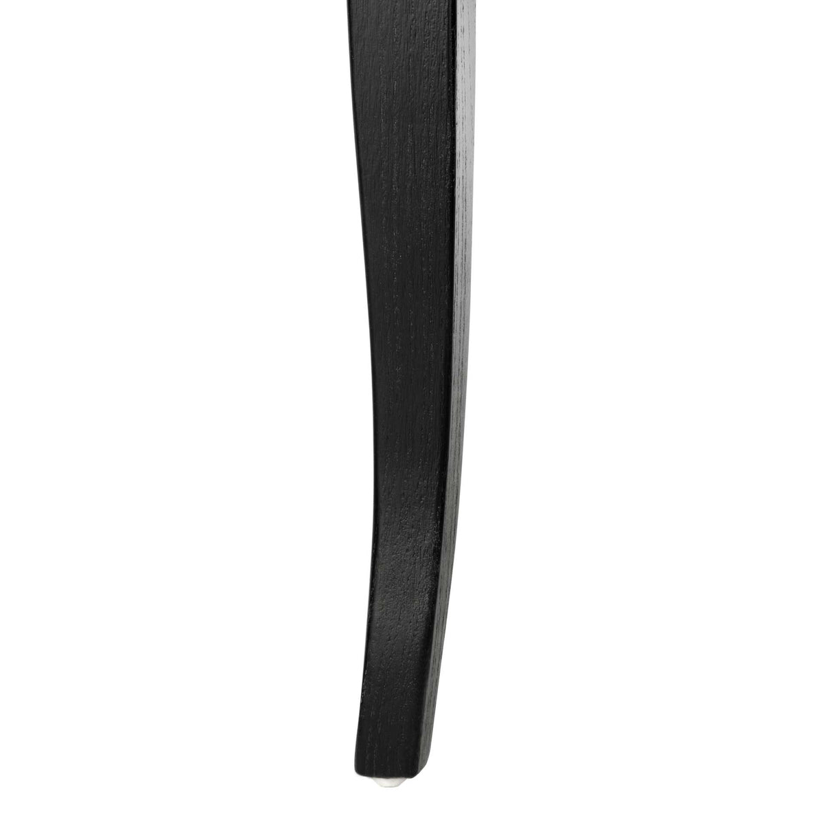 A tapered black wood leg has a subtly curved profile and a small protective foot