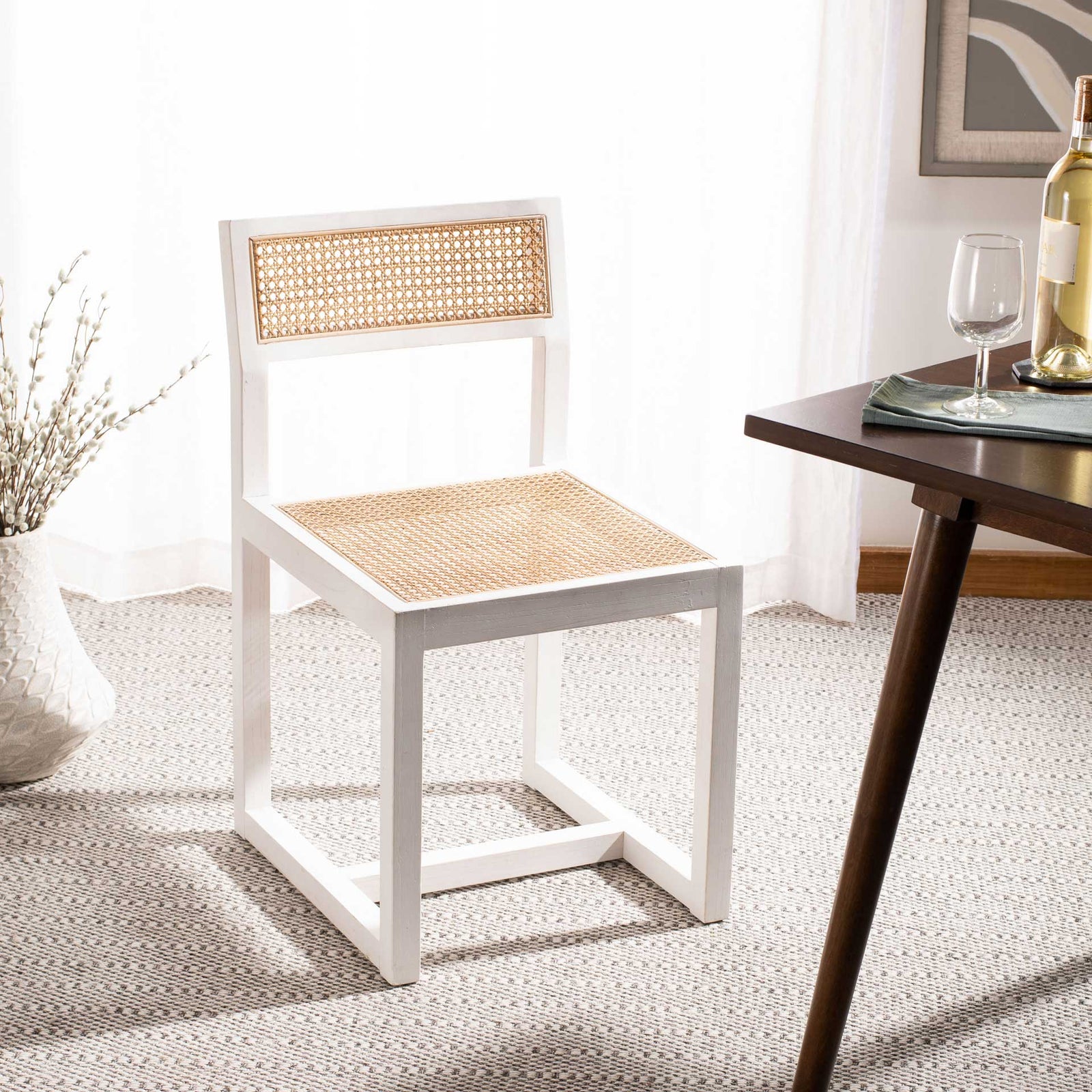 Bellini Cane Dining Chair White/Natural