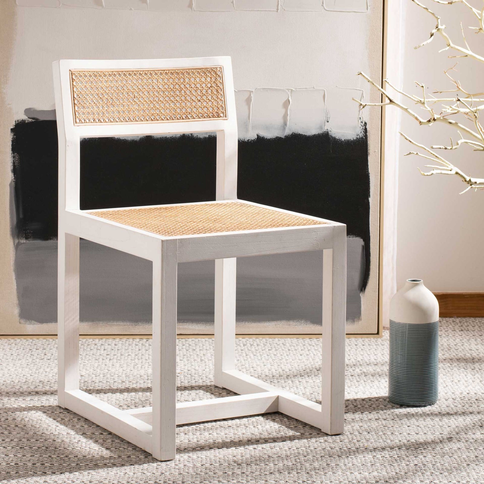 Bellini Cane Dining Chair White/Natural