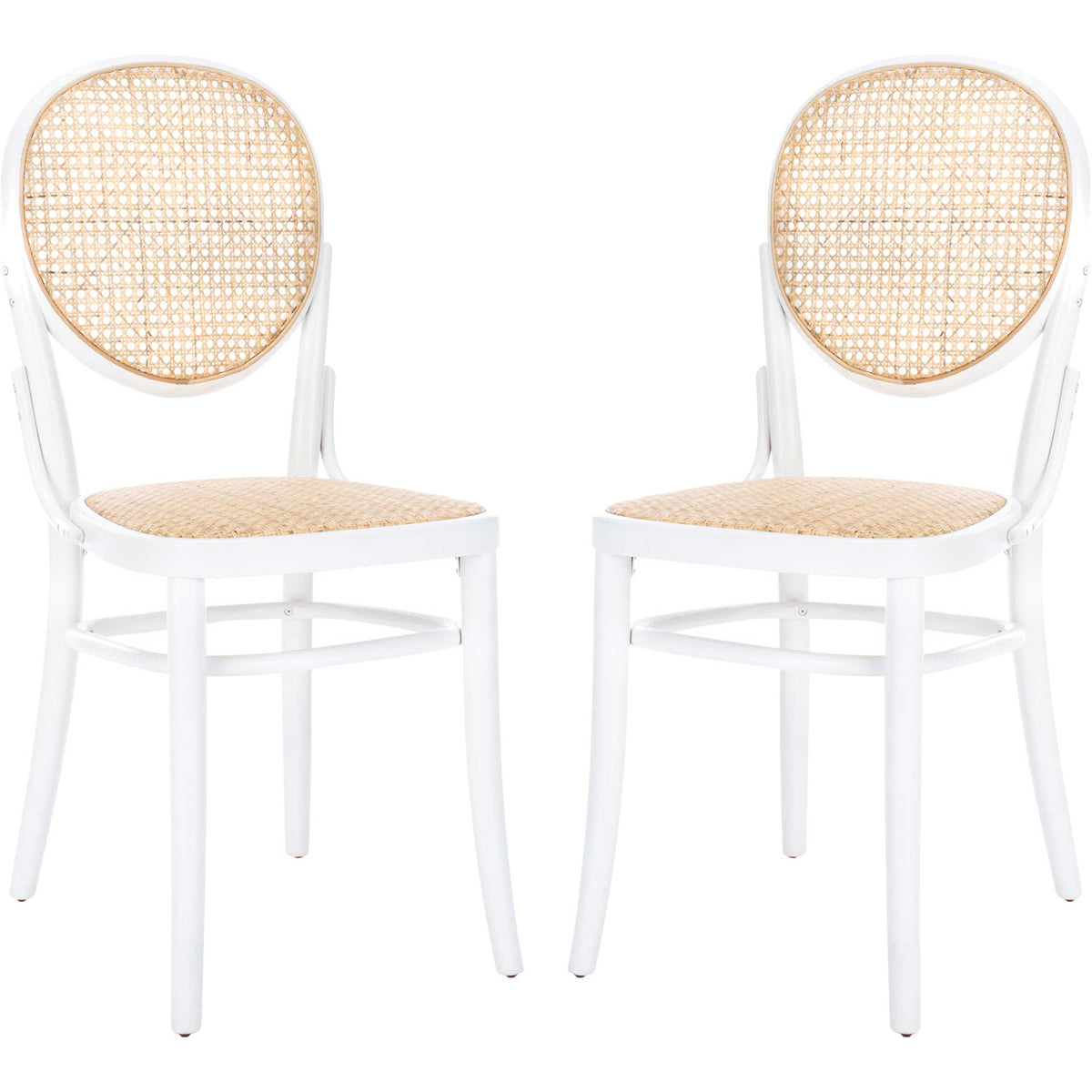 Sonia Cane Dining Chair White/Natural (Set of 2)