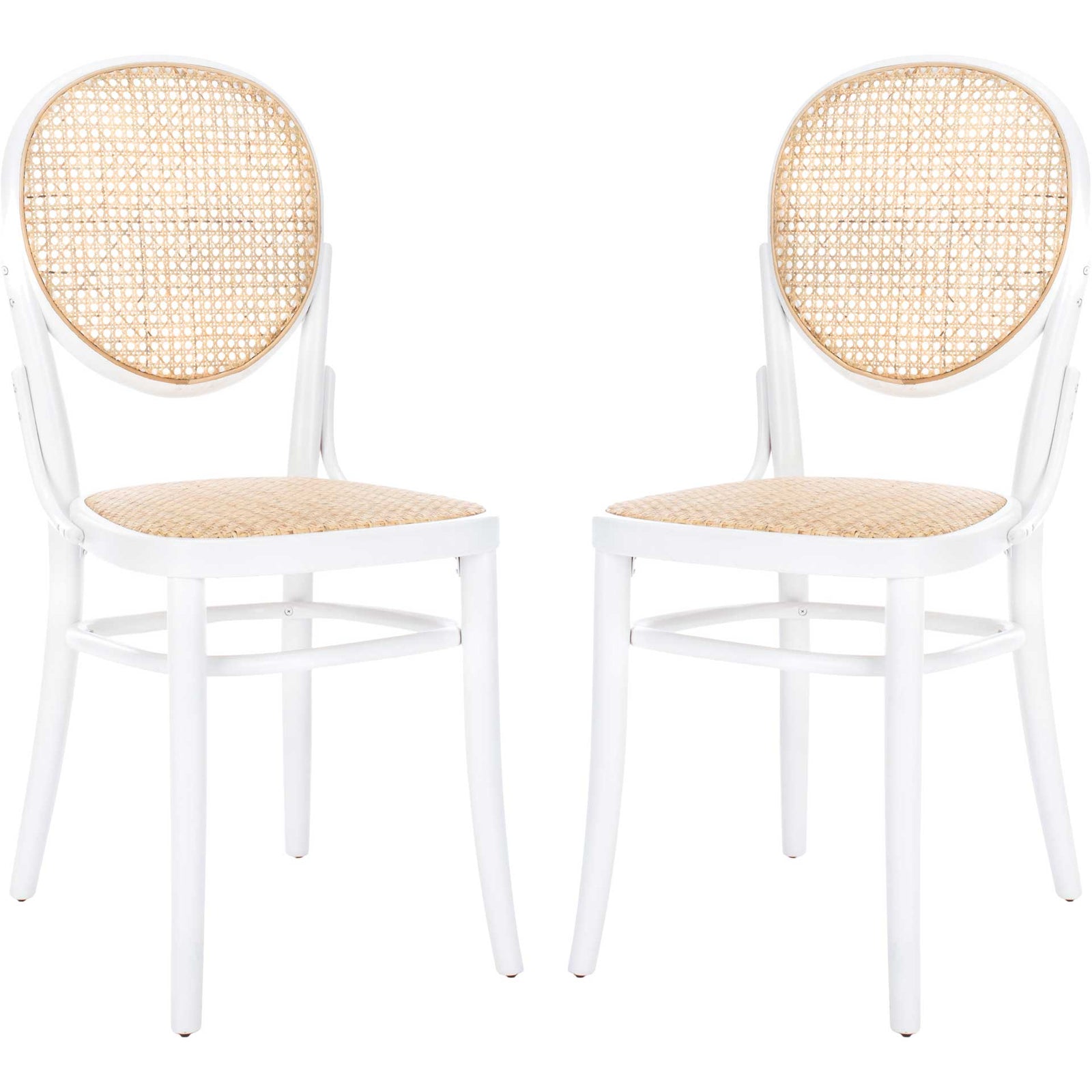 Sonia Cane Dining Chair White/Natural (Set of 2)