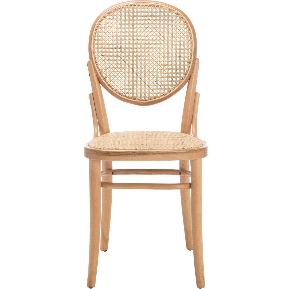 An airy oval cane back and woven seat complement the chair's light natural wood frame. || DCH9504C-SET2 || front_studio