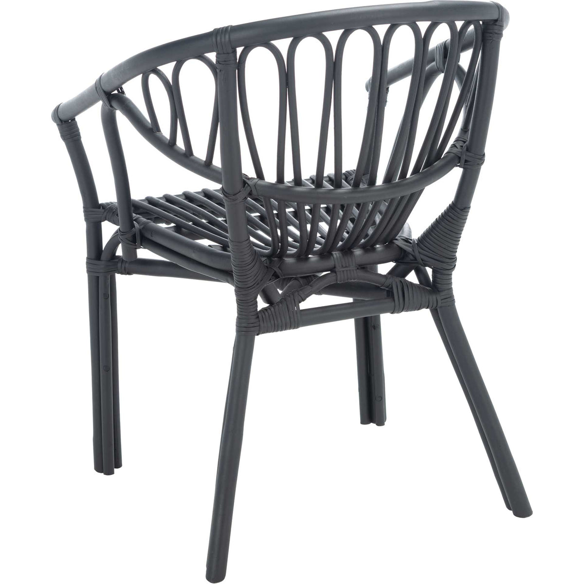 Spaced Rattan Dining Chair Black