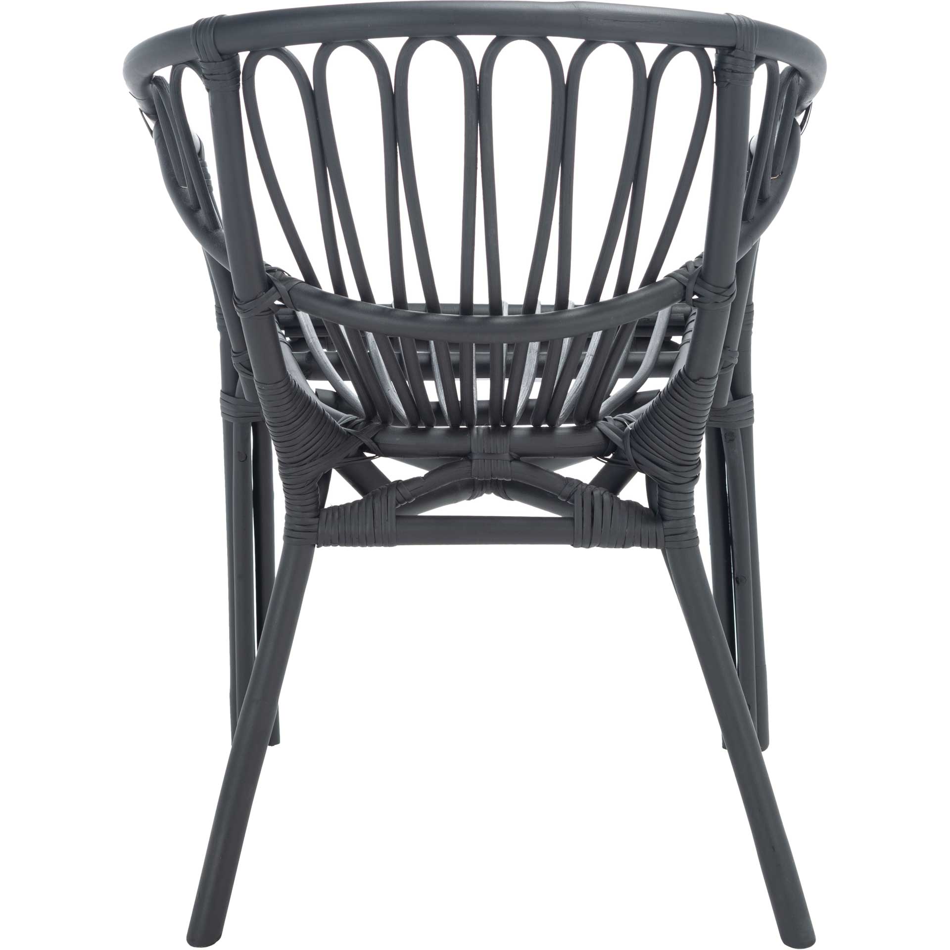 Spaced Rattan Dining Chair Black