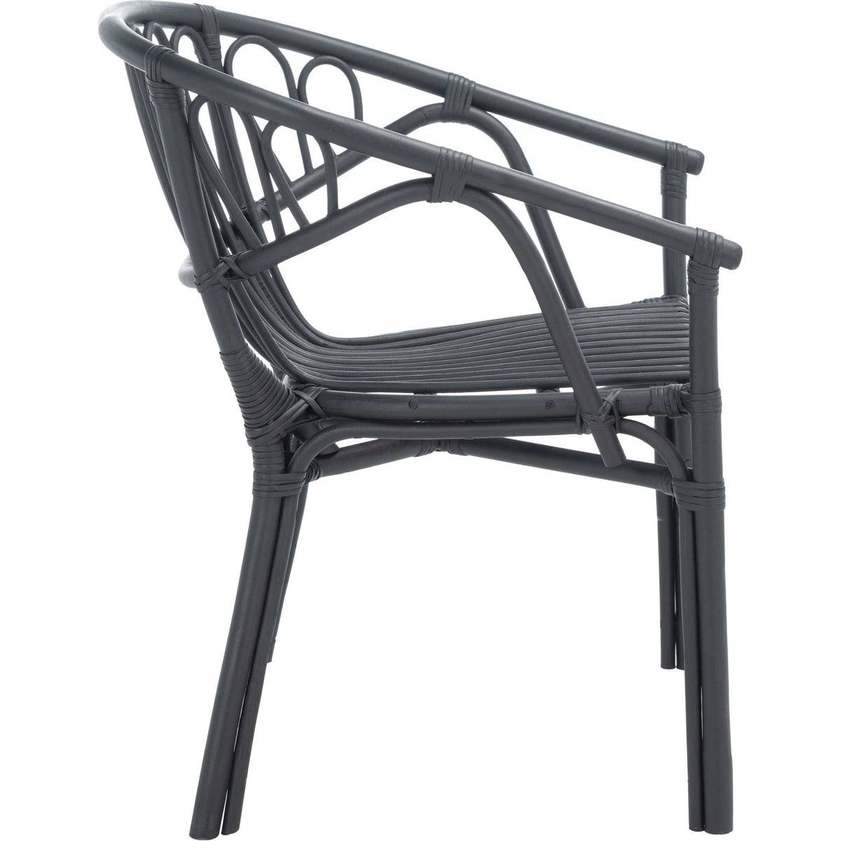 Spaced Rattan Dining Chair Black