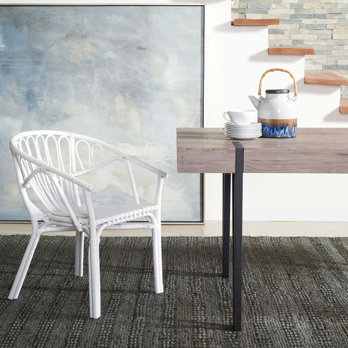 Spaced Rattan Dining Chair White