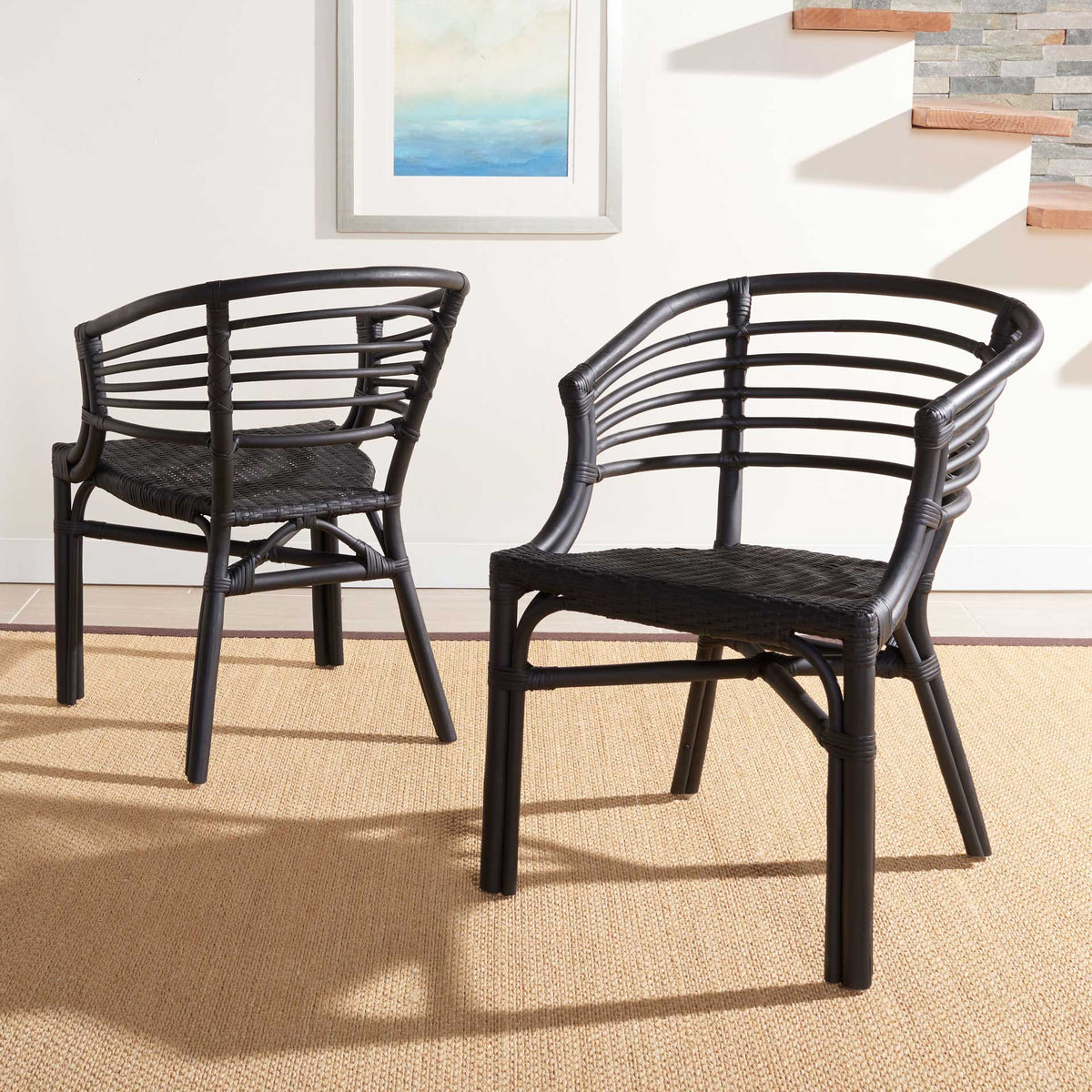 Elisio Rattan Dining Chair Black (Set of 2)