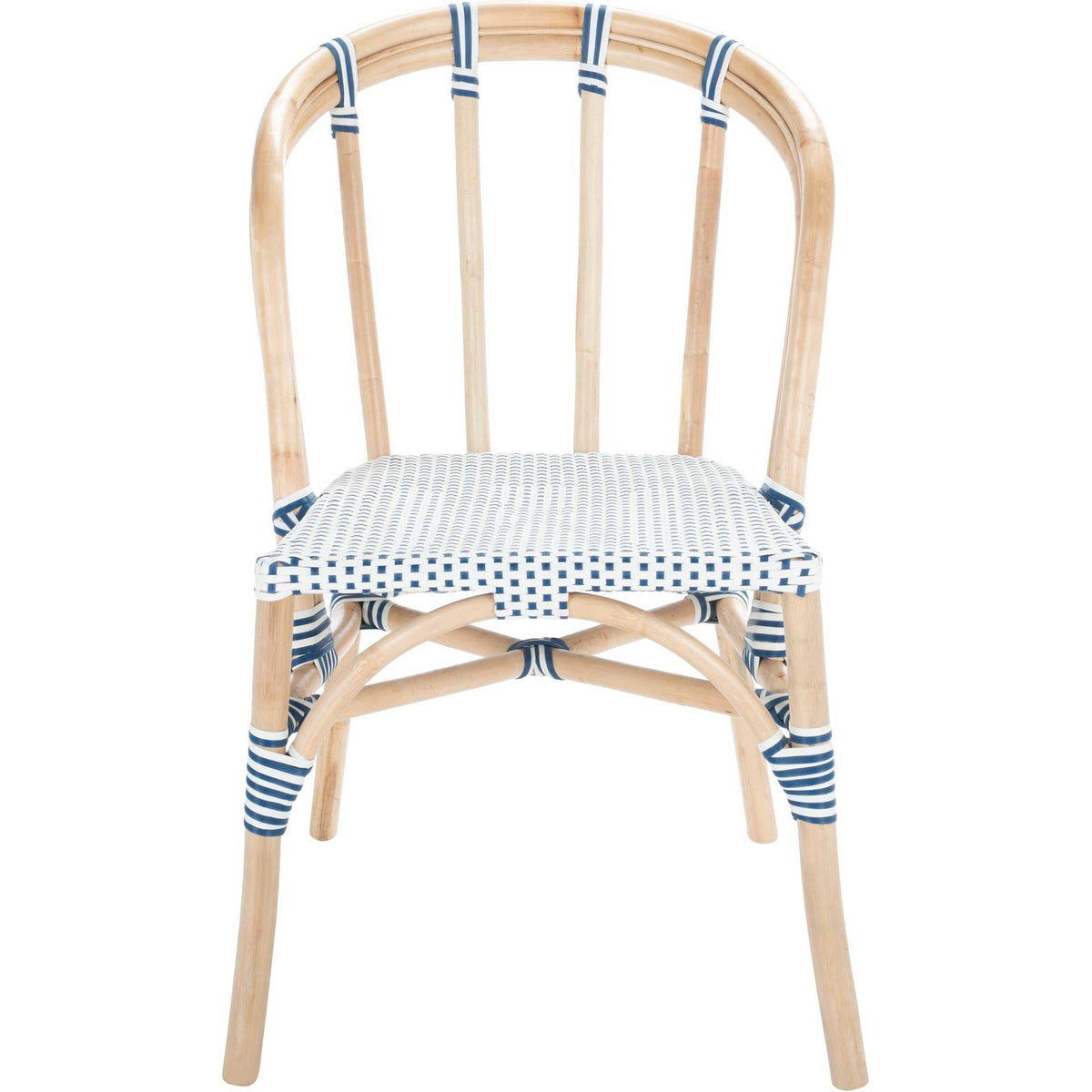 Kalel Rattan Dining Chair Natural/White/Blue (Set of 2)