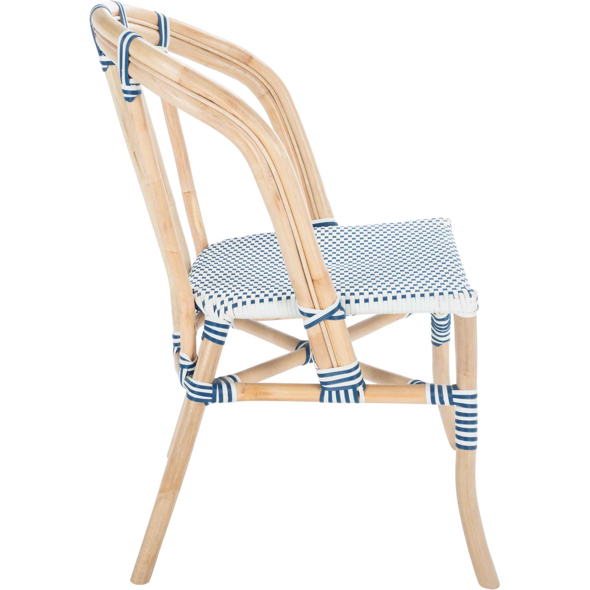 Kalel Rattan Dining Chair Natural/White/Blue (Set of 2)