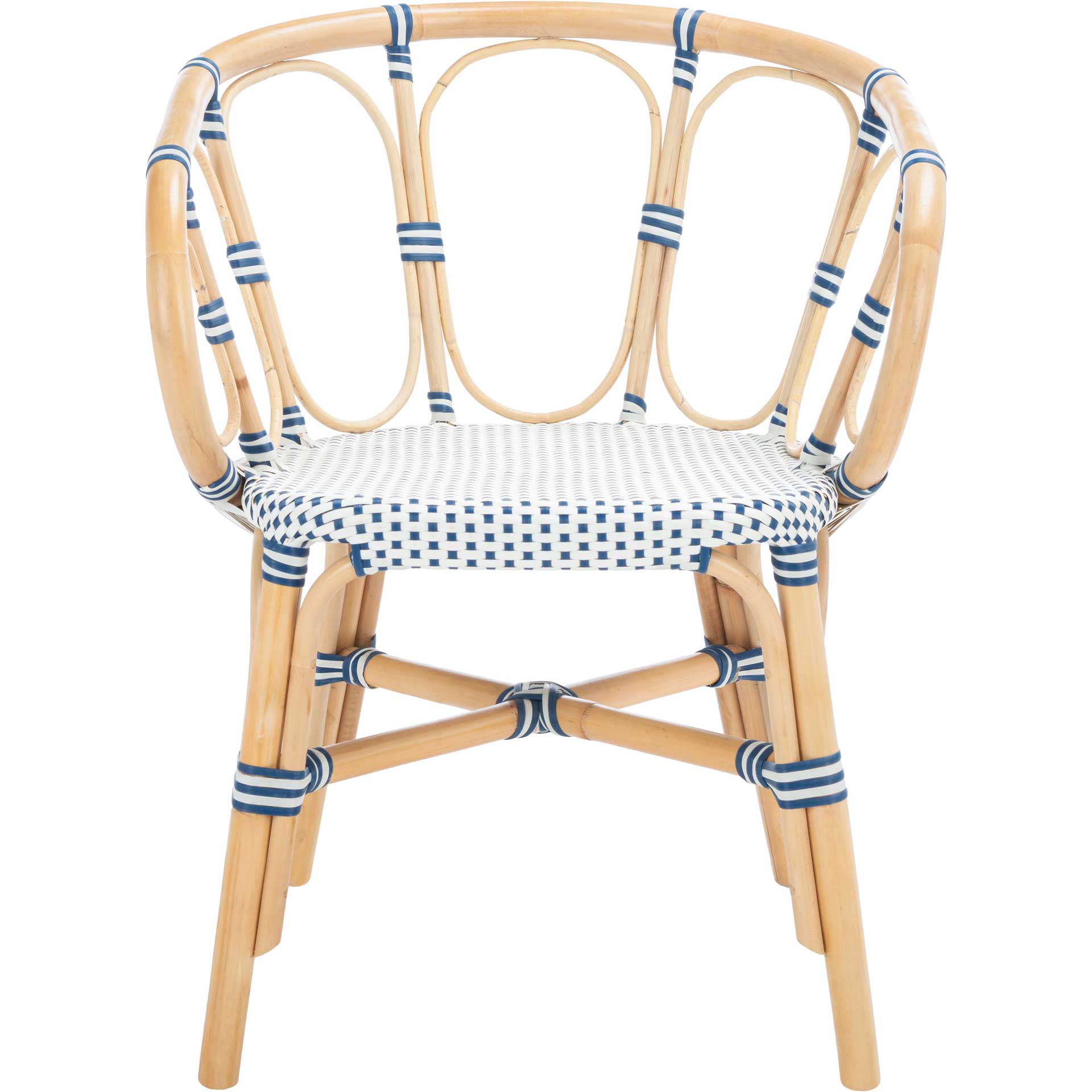 Kaleo Rattan Dining Chair Natural/White/Blue (Set of 2)