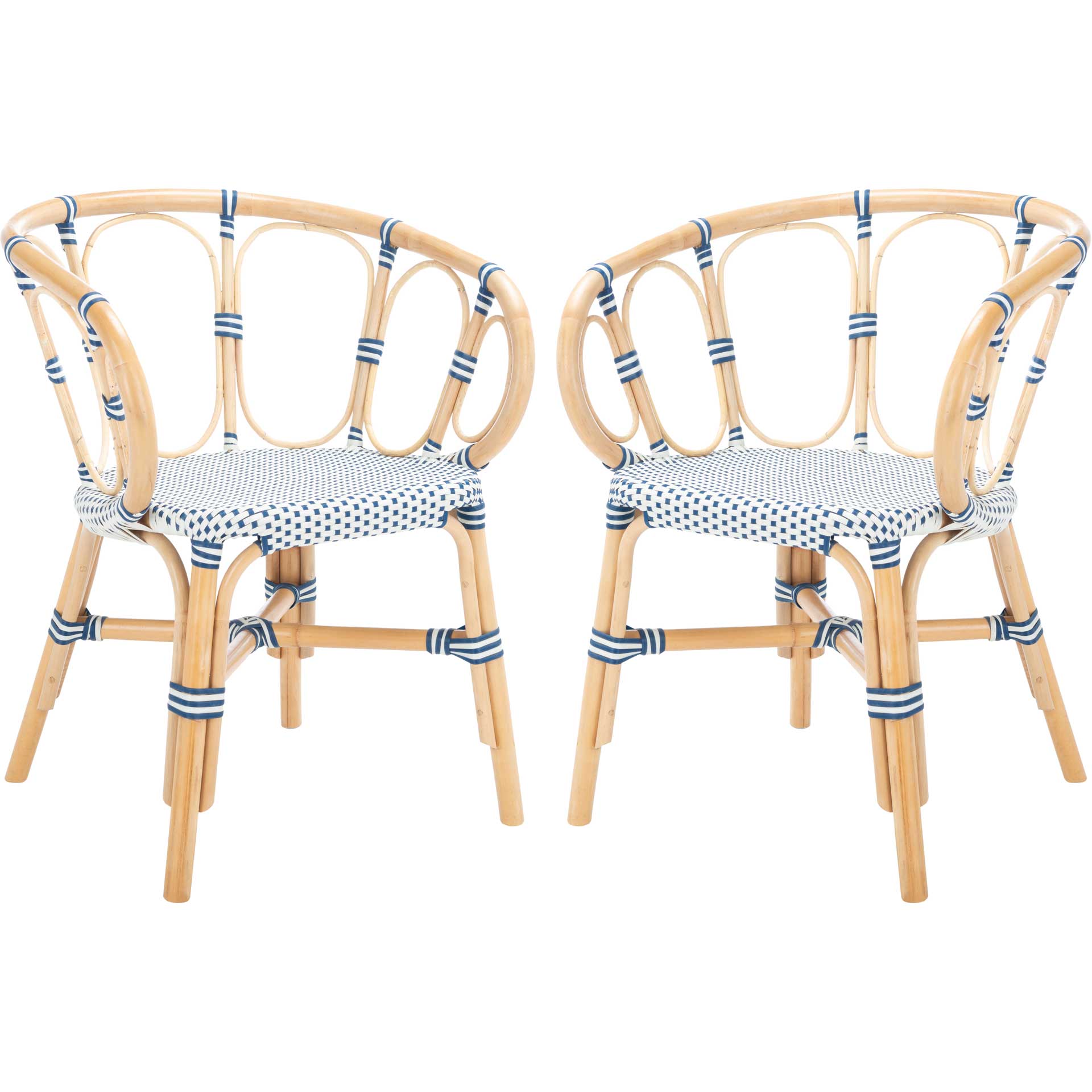 Kaleo Rattan Dining Chair Natural/White/Blue (Set of 2)