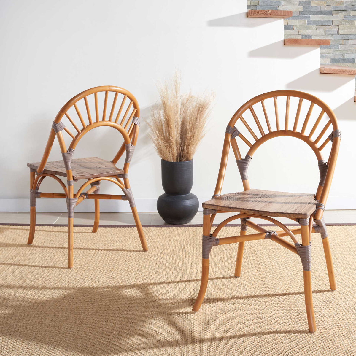 Byram Rattan Dining Chair Light Honey (Set of 2)