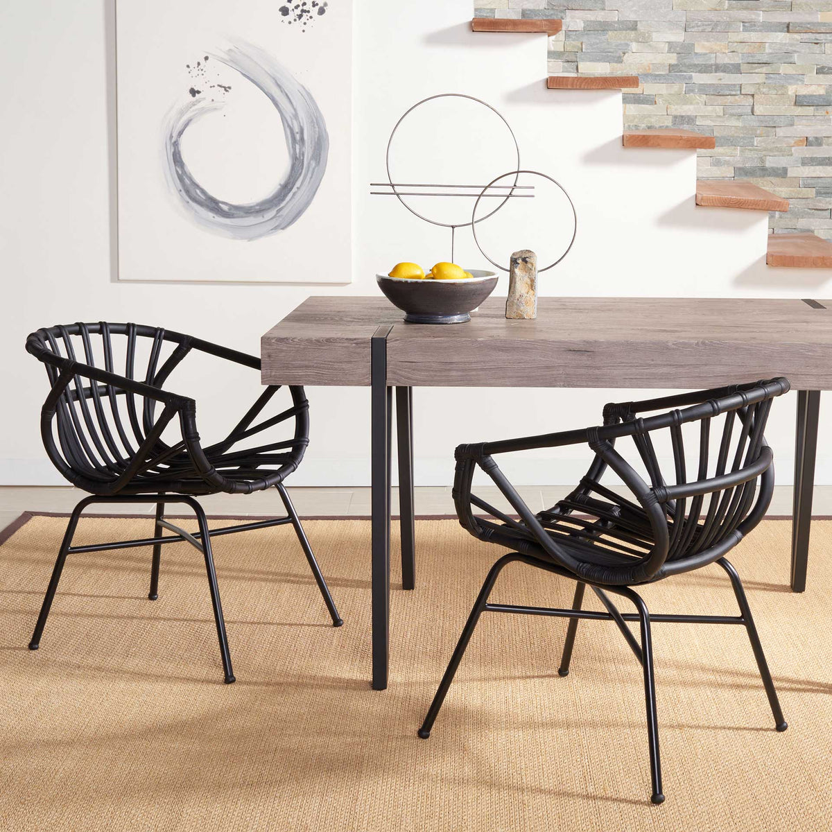 Ava Rattan Dining Chair Black (Set of 2)